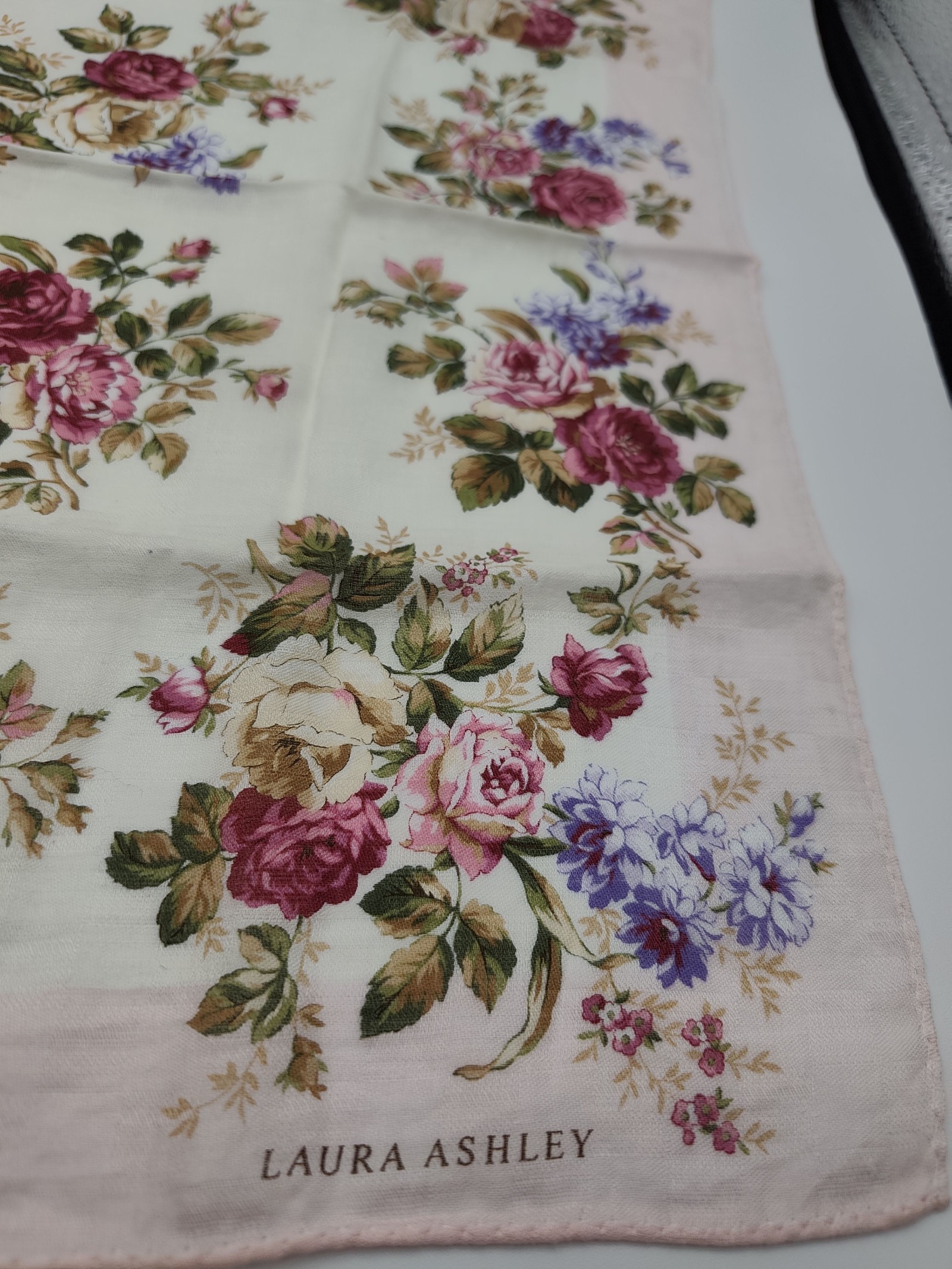 Laura Ashley Women's White & Pink Floral Cotton Handkerchief Other image 2
