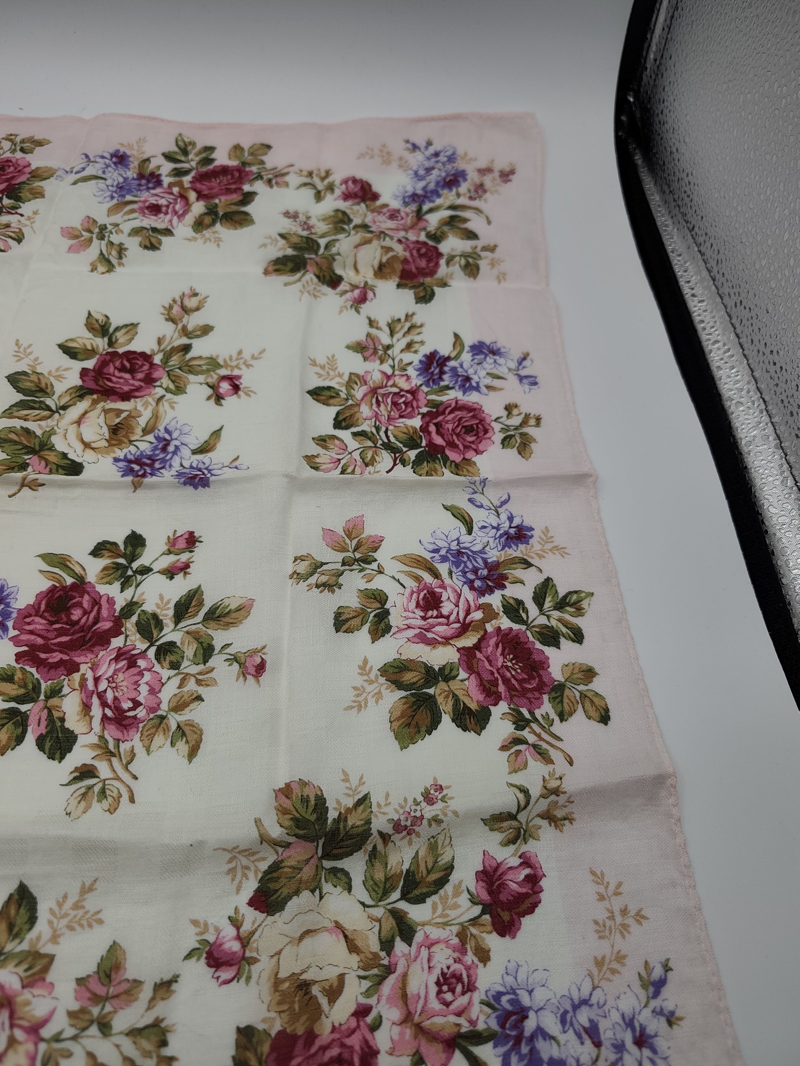 Laura Ashley Women's White & Pink Floral Cotton Handkerchief Other image 3