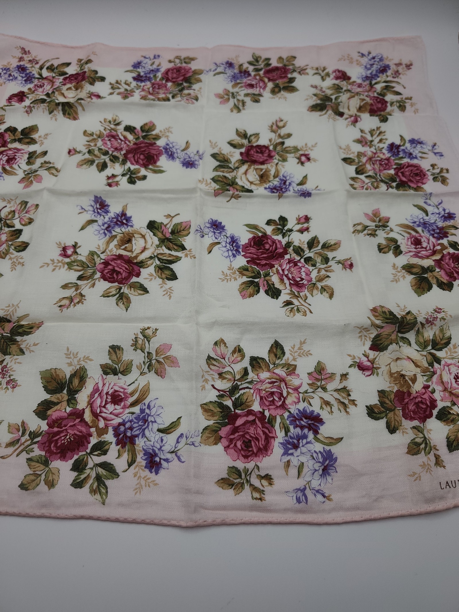 Laura Ashley Women's White & Pink Floral Cotton Handkerchief Other image 5