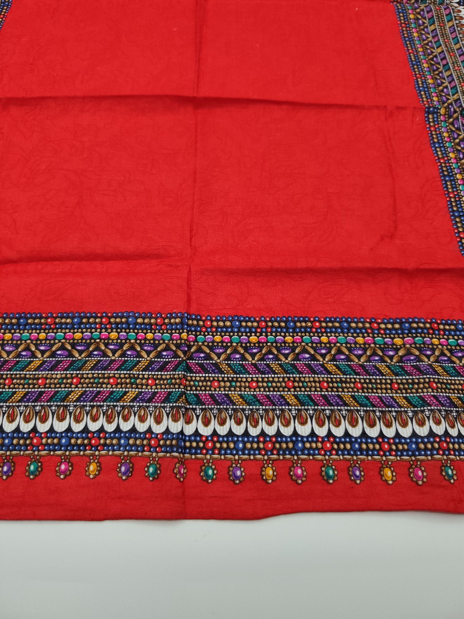 Yves Saint Laurent Women's Red Decorative Scarf with Multicolor Pattern Other image 7