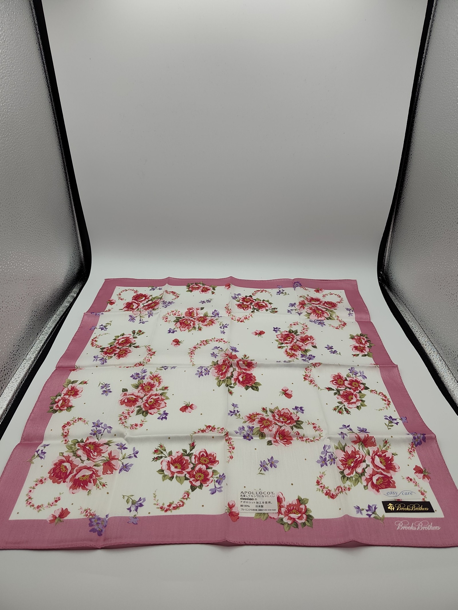 Brooks Brothers Women White & Pink Floral Cotton Scarf