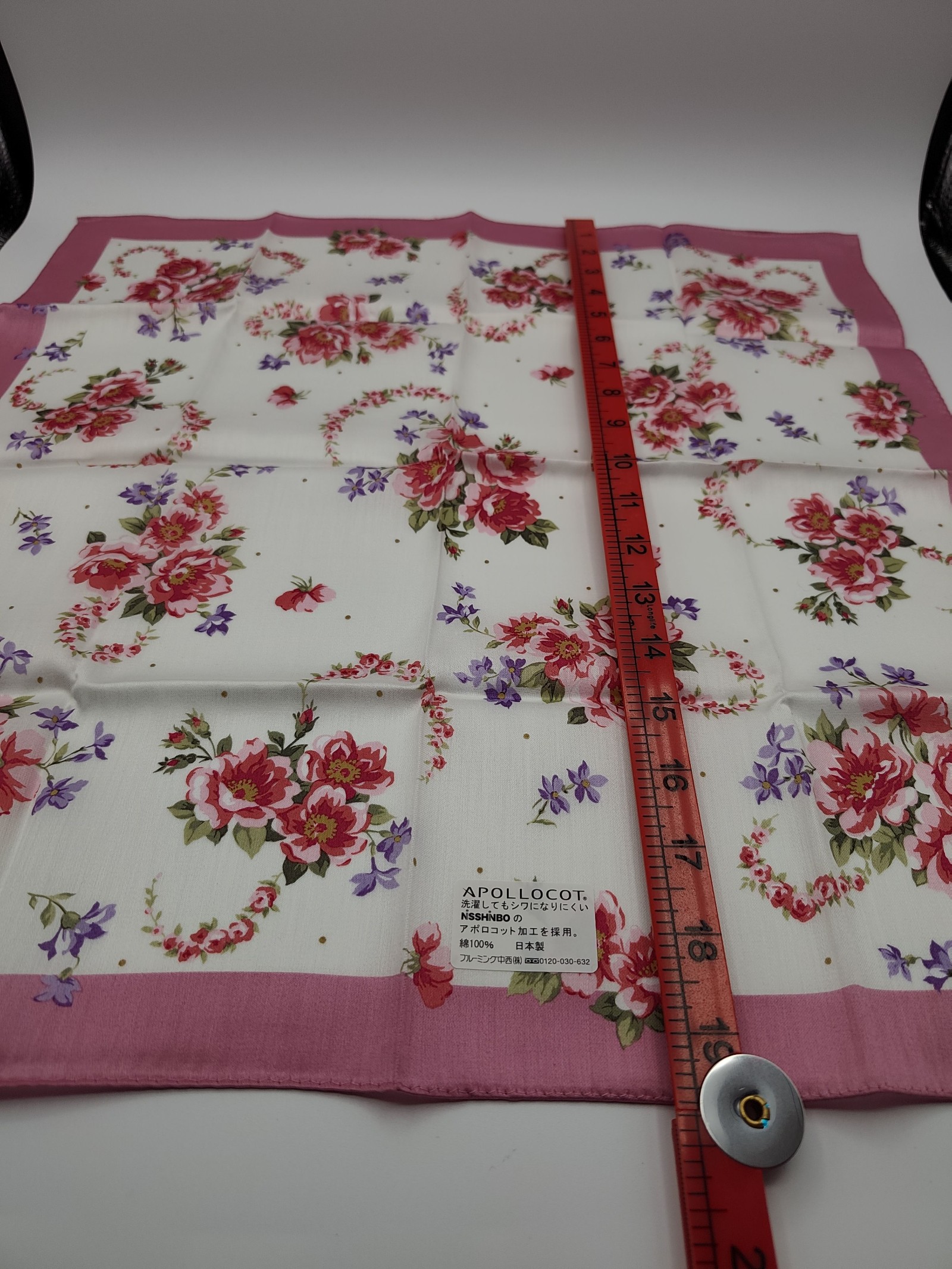Brooks Brothers Women White & Pink Floral Cotton Scarf image 10