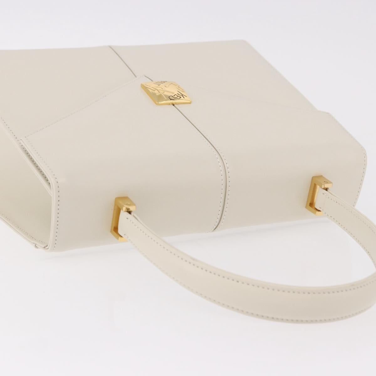 SAINT LAURENT Hand Bag Leather White Gold Auth 190922 image 6