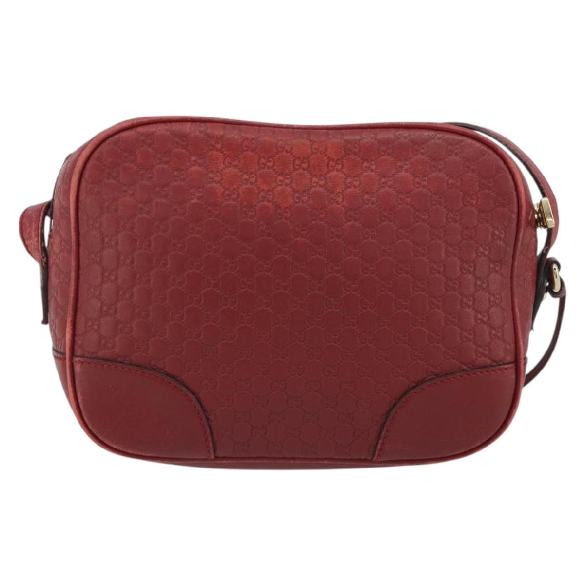 GUCCI Micro GG Canvas Guccissima Bag Leather Red Gold 449413 Auth mr2685 image 2