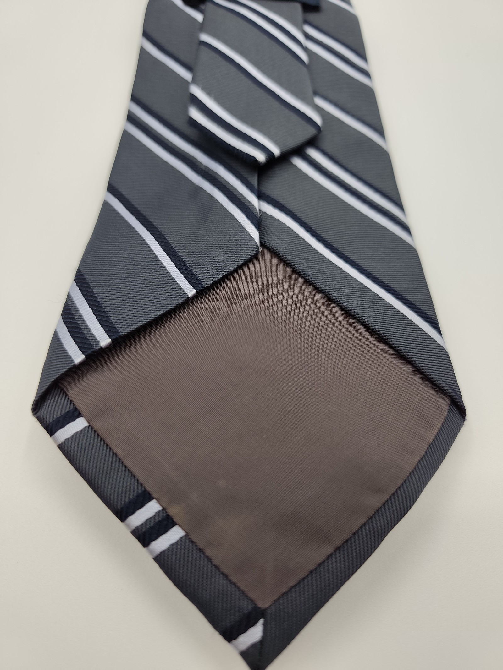 Chaps Ralph Lauren Navy Blue & White Striped Silk Tie Men image 2