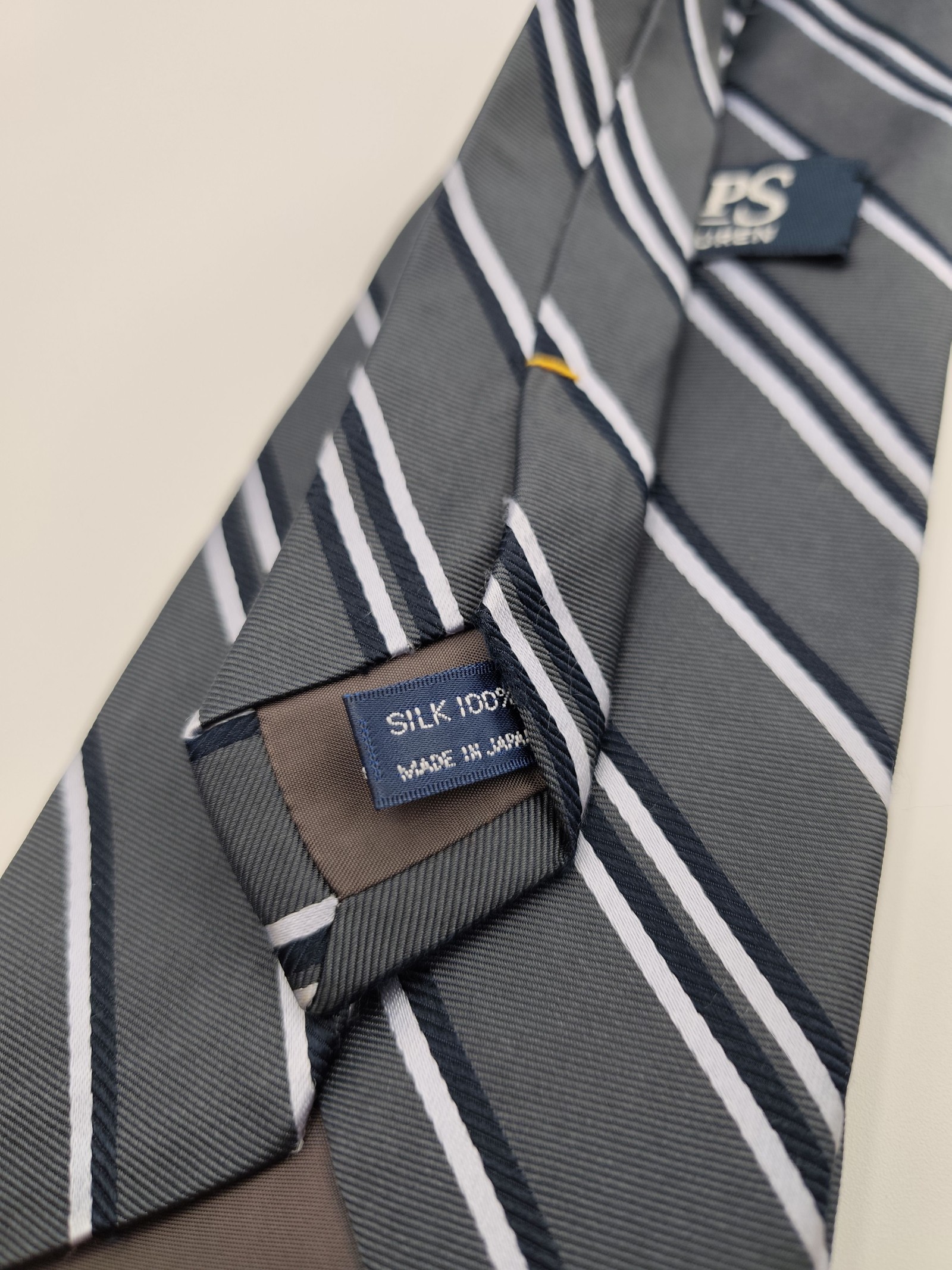 Chaps Ralph Lauren Navy Blue & White Striped Silk Tie Men image 4