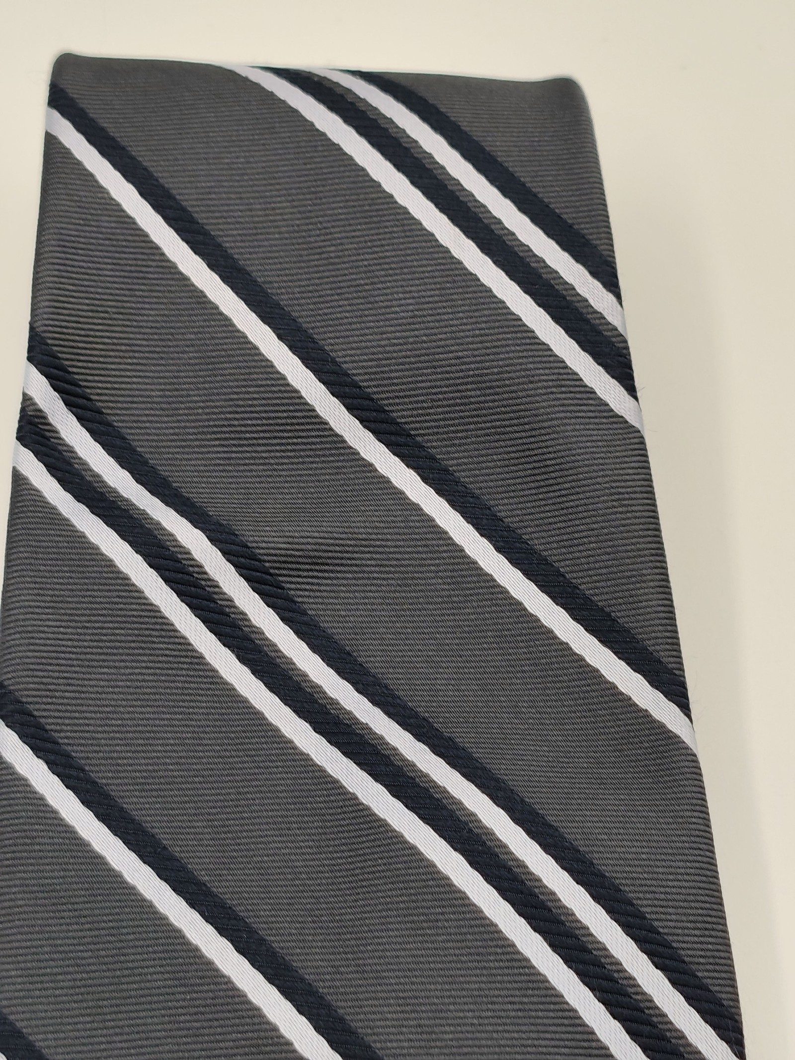 Chaps Ralph Lauren Navy Blue & White Striped Silk Tie Men image 10