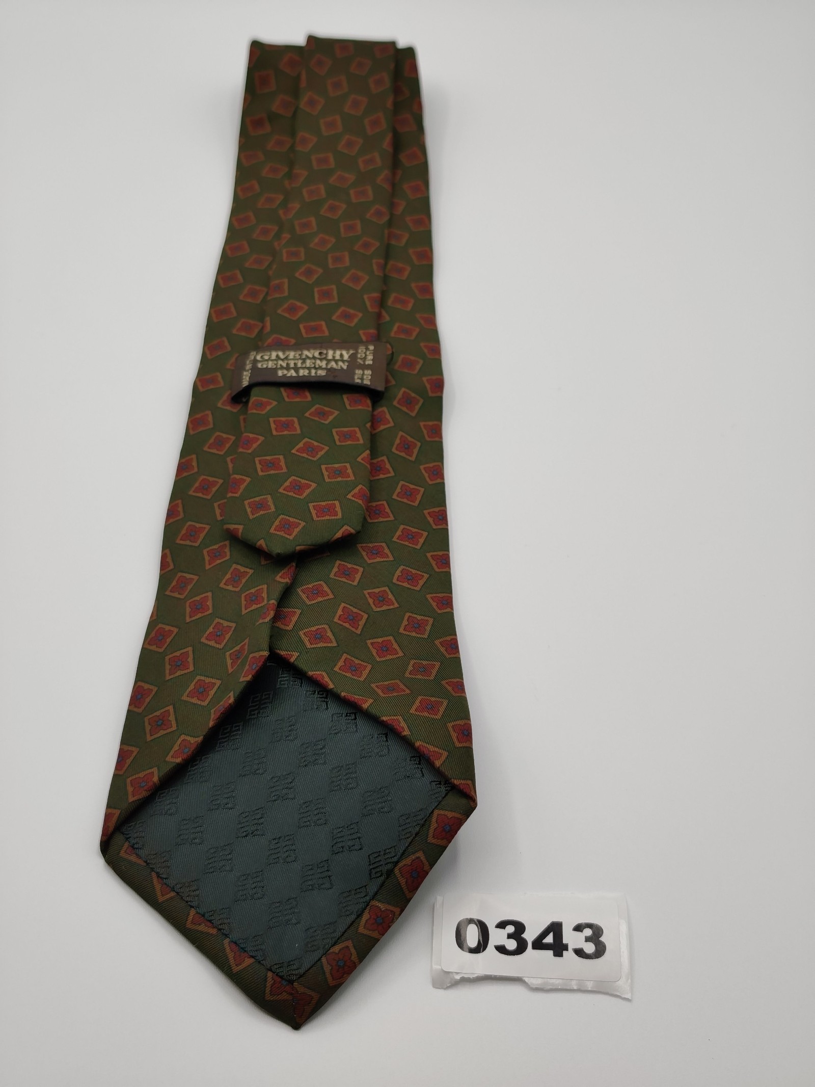 Givenchy Green & Red Silk Gentleman Paris Tie Men