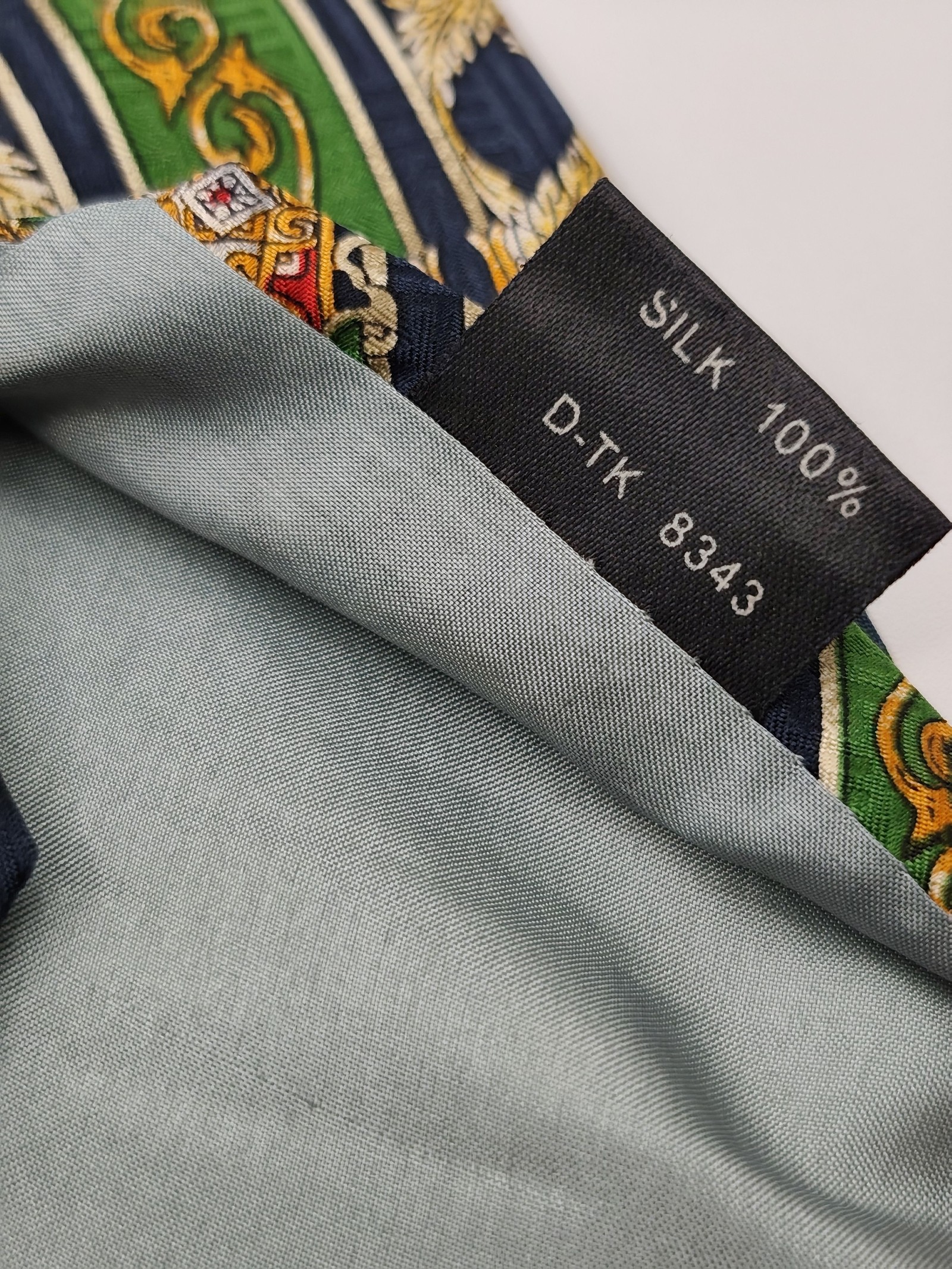 Pascal Fiero Green, Navy & Orange Silk Men's Patterned Tie image 3