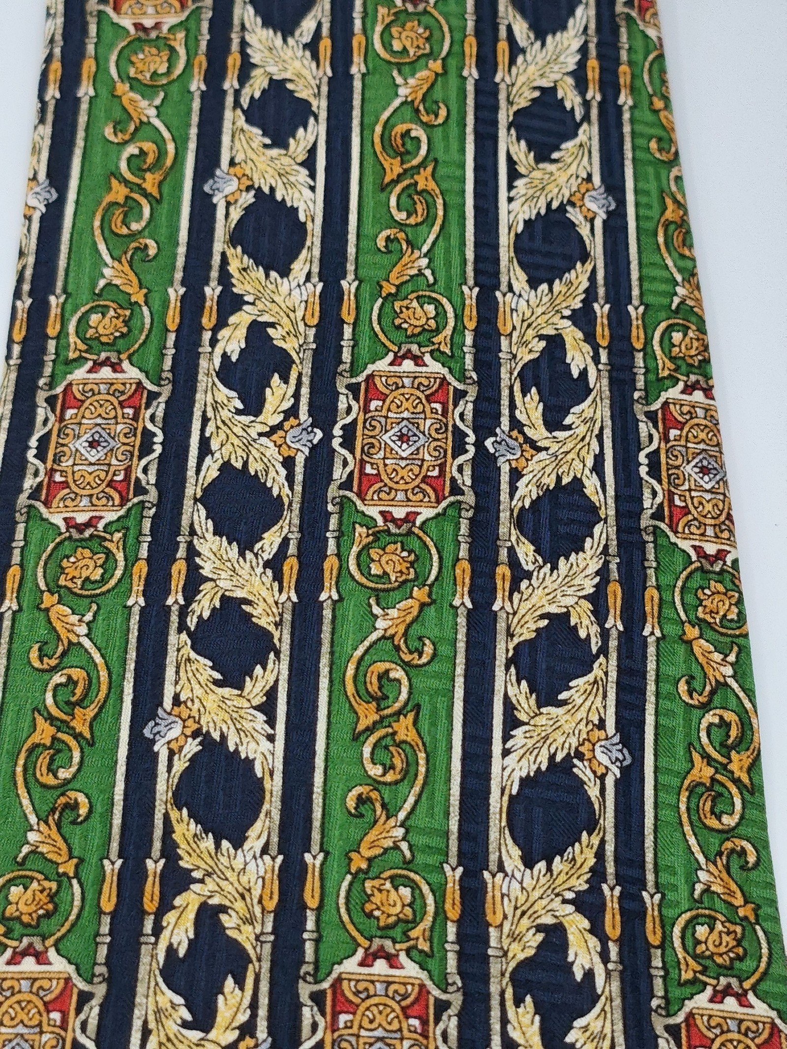 Pascal Fiero Green, Navy & Orange Silk Men's Patterned Tie image 7