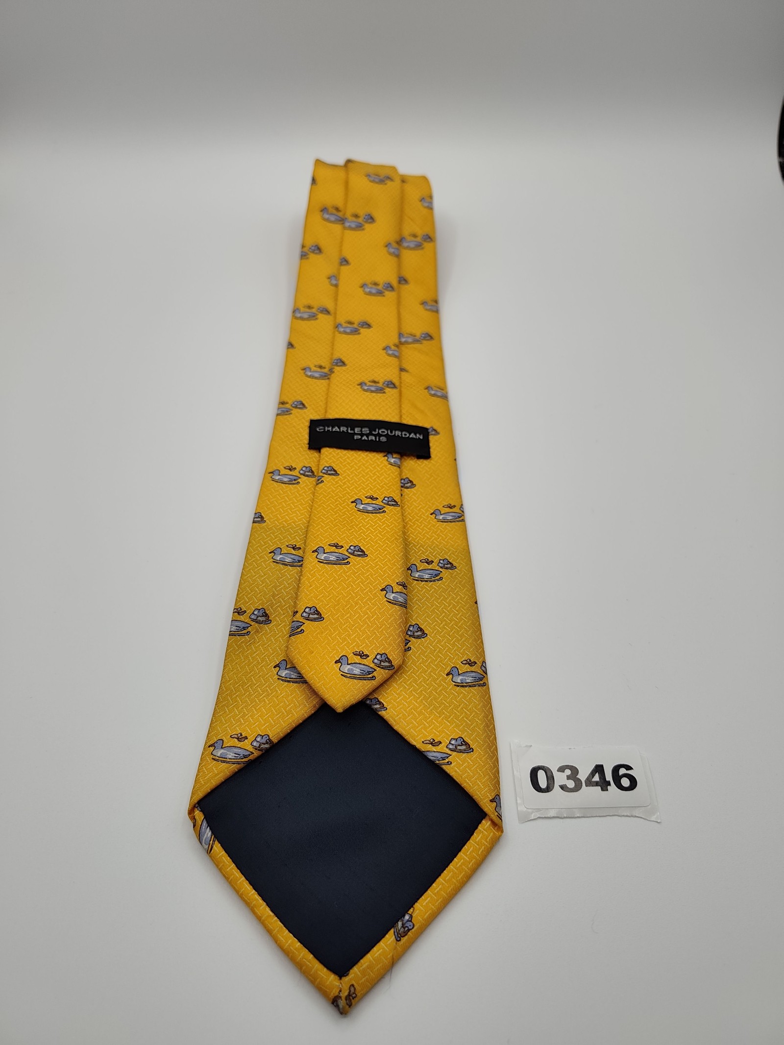 Charles Jourdan Men Yellow Silk Duck Pattern Tie