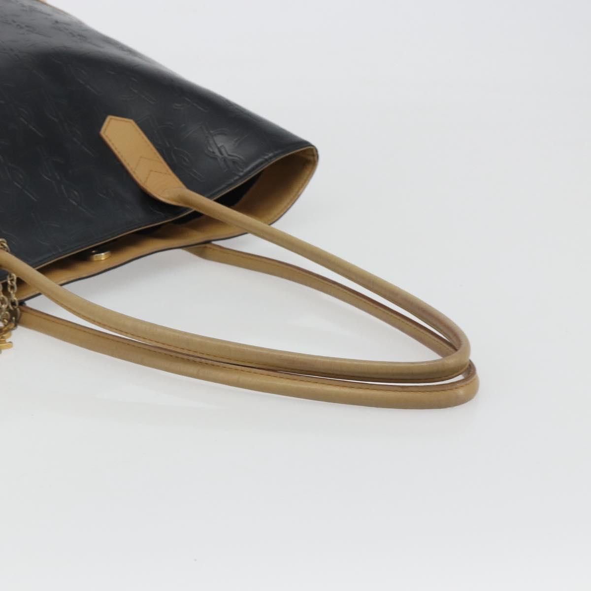 SAINT LAURENT Tote Bag Leather Black Beige Auth 191020 image 7