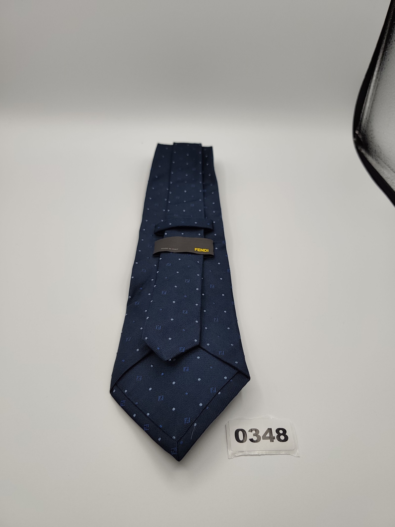 Fendi Navy Polka Dot Silk Tie Made in Italy