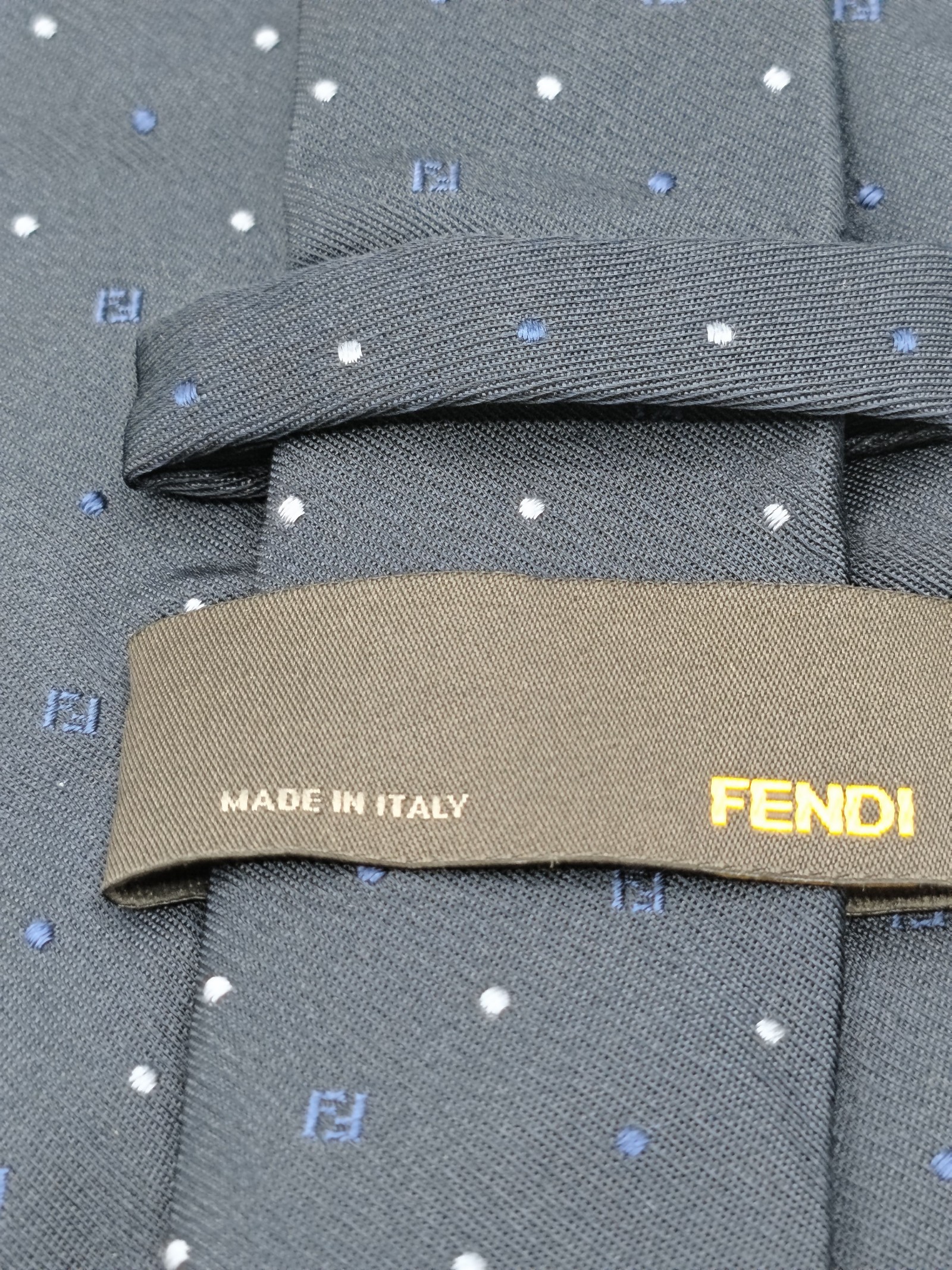 Fendi Navy Polka Dot Silk Tie Made in Italy image 2