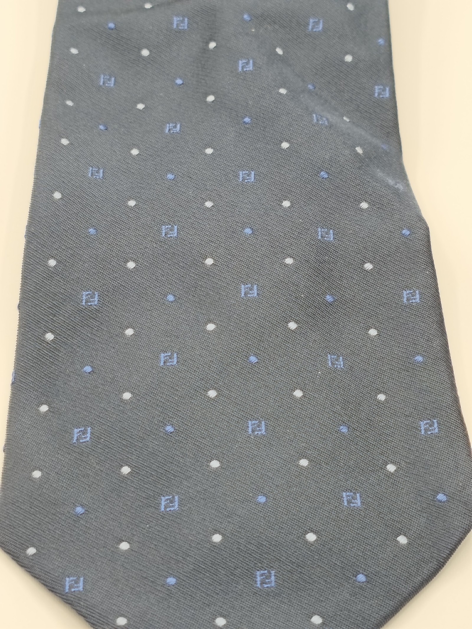 Fendi Navy Polka Dot Silk Tie Made in Italy image 7