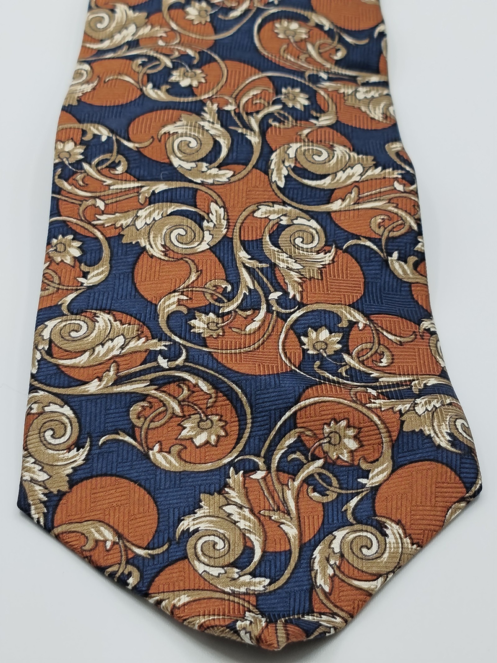 Claudio Valentino Men's Navy Blue & Brown Floral Silk Tie One Size image 7