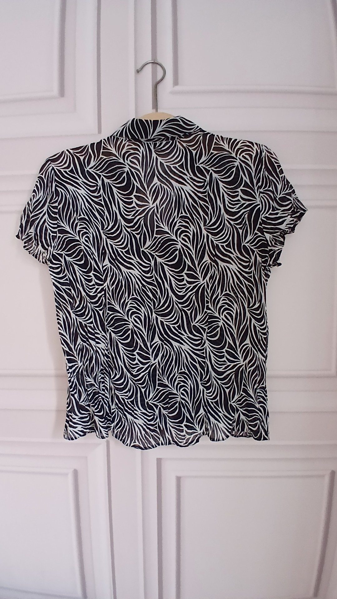 Black & White Patterned Semi-Sheer Blouse Bhs Petites 14 image 2