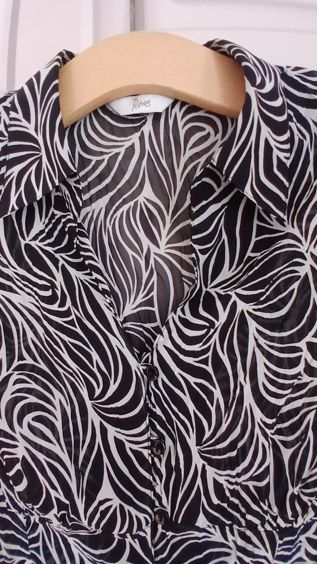 Black & White Patterned Semi-Sheer Blouse Bhs Petites 14 image 5