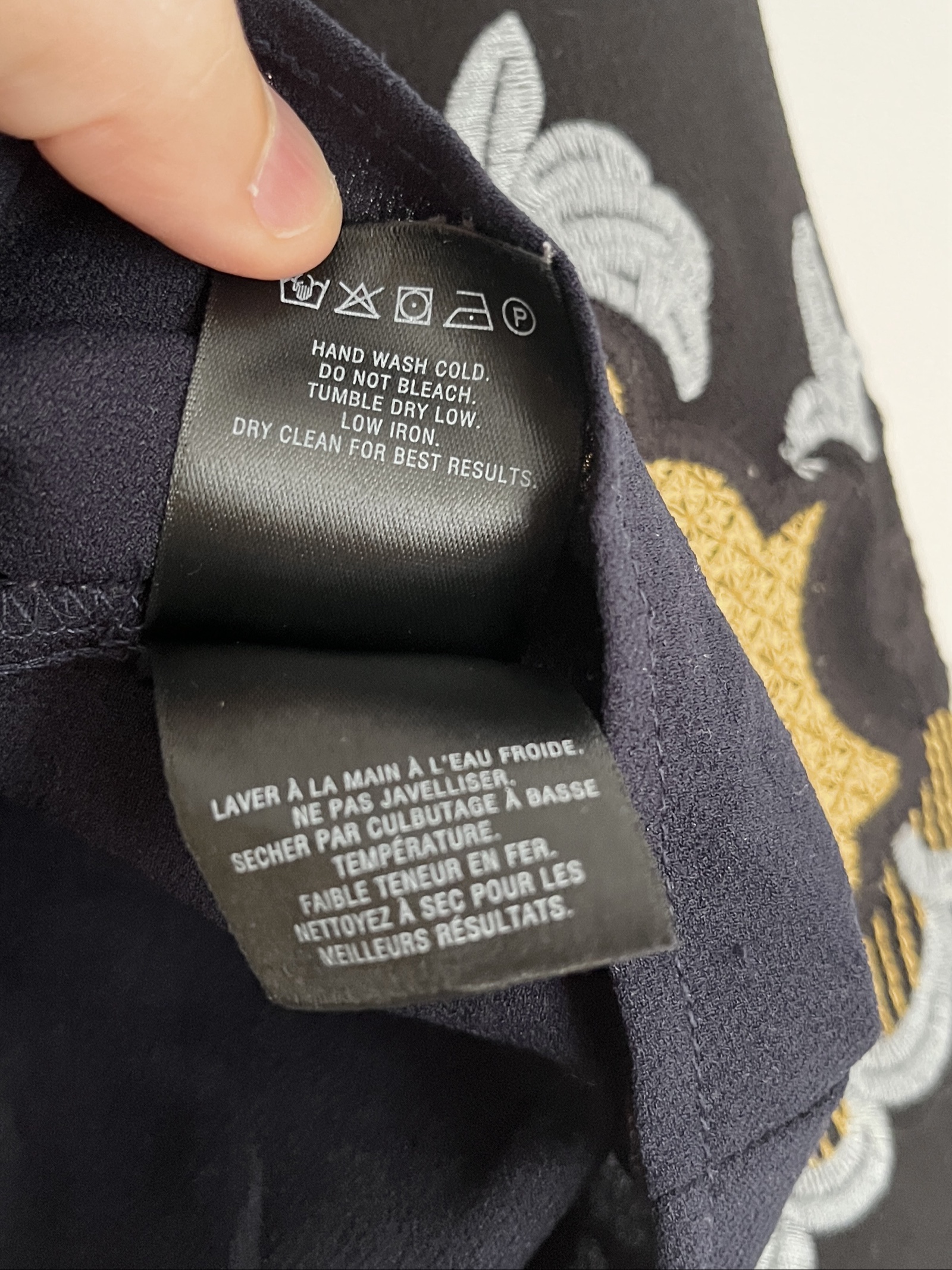 Vanessa Virginia Anthropologie Navy & Black Embroidered Women’s Blouse Small image 7