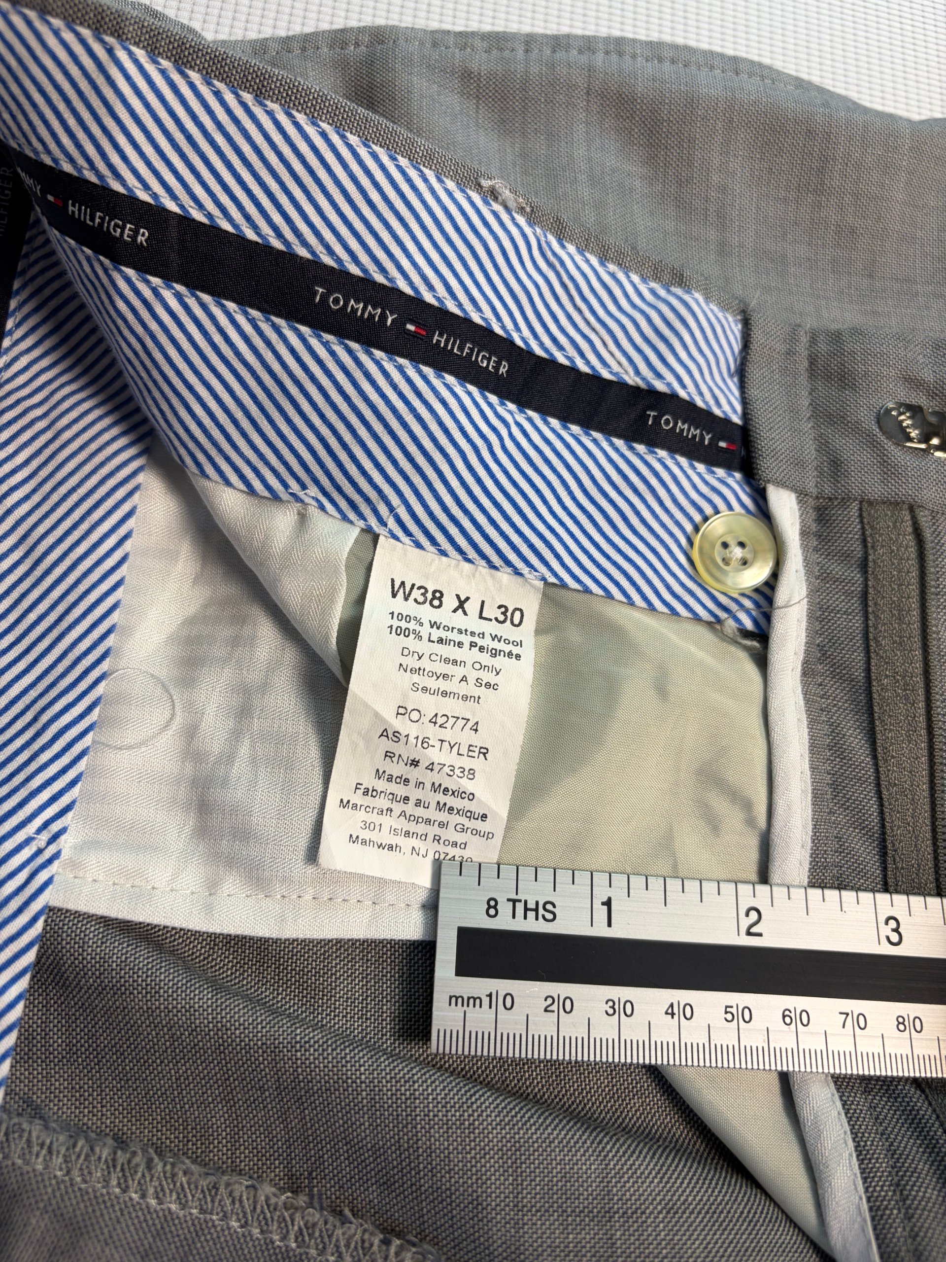 Tommy Hilfiger Wool Dress Trousers Grey Men's W38 L30 Smart Tailored image 6