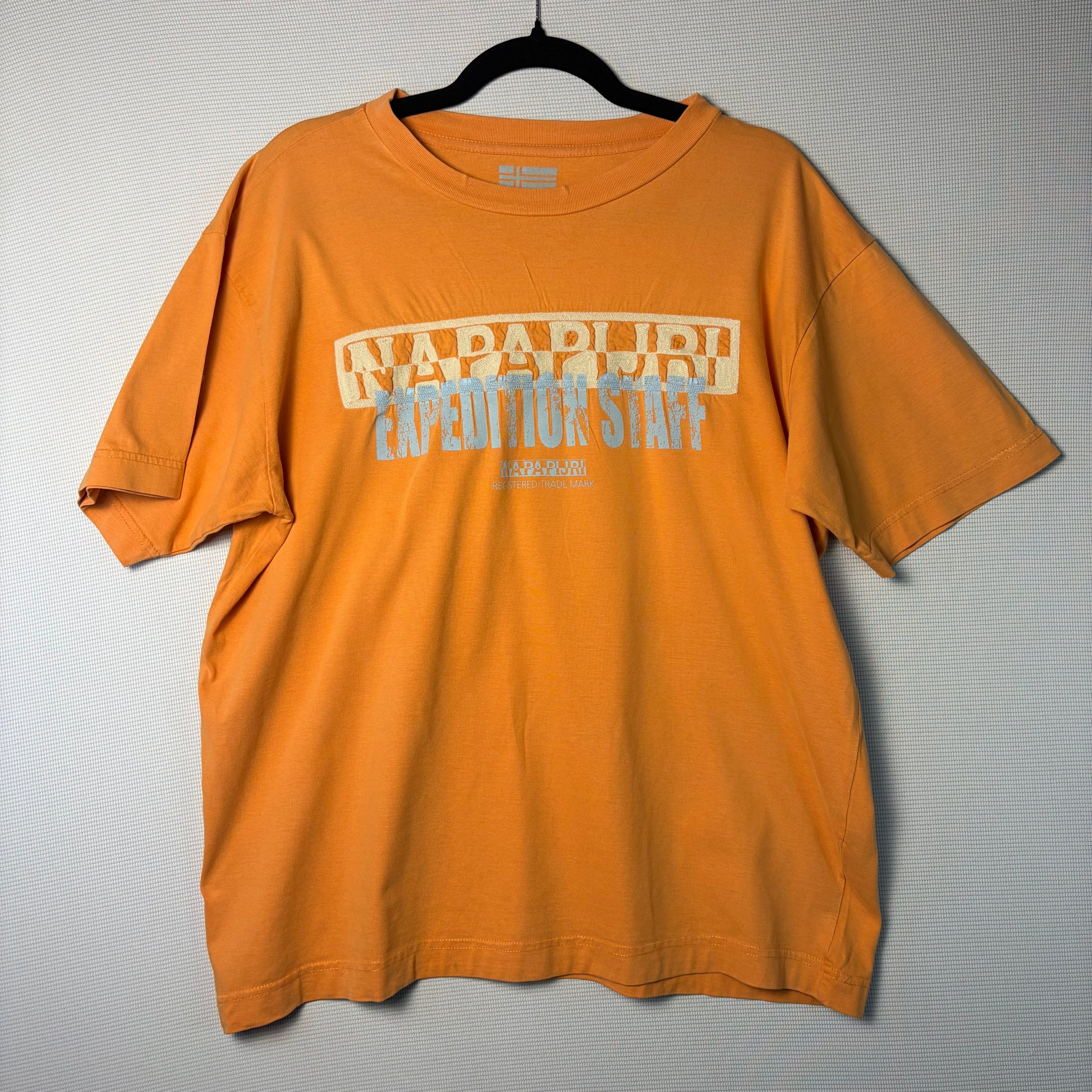 Napapijri Expedition Staff T-Shirt Orange Men's XL Embroidered Logo