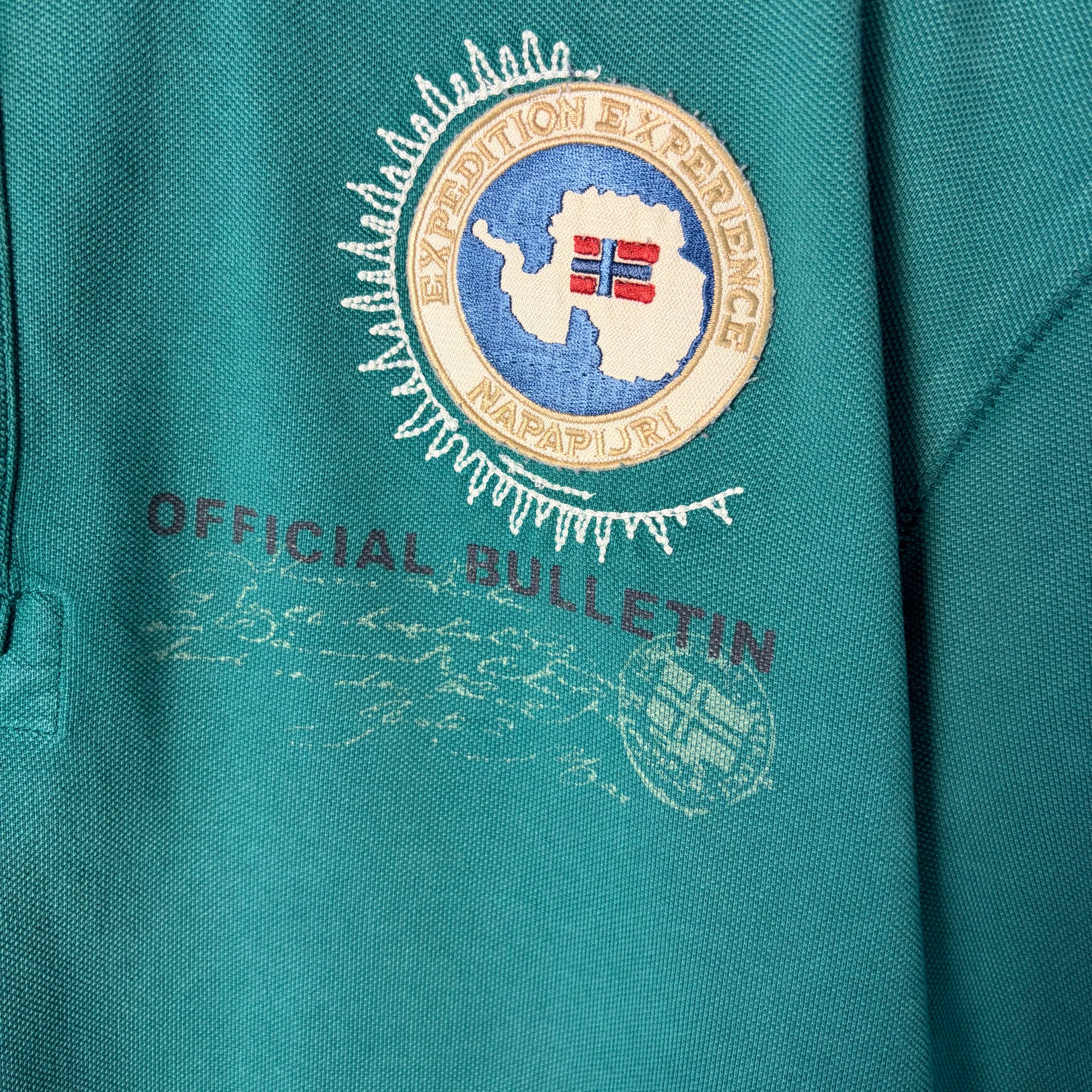 Napapijri Expedition Experience Polo Shirt Teal Green Men's XXXL Embroidered image 2