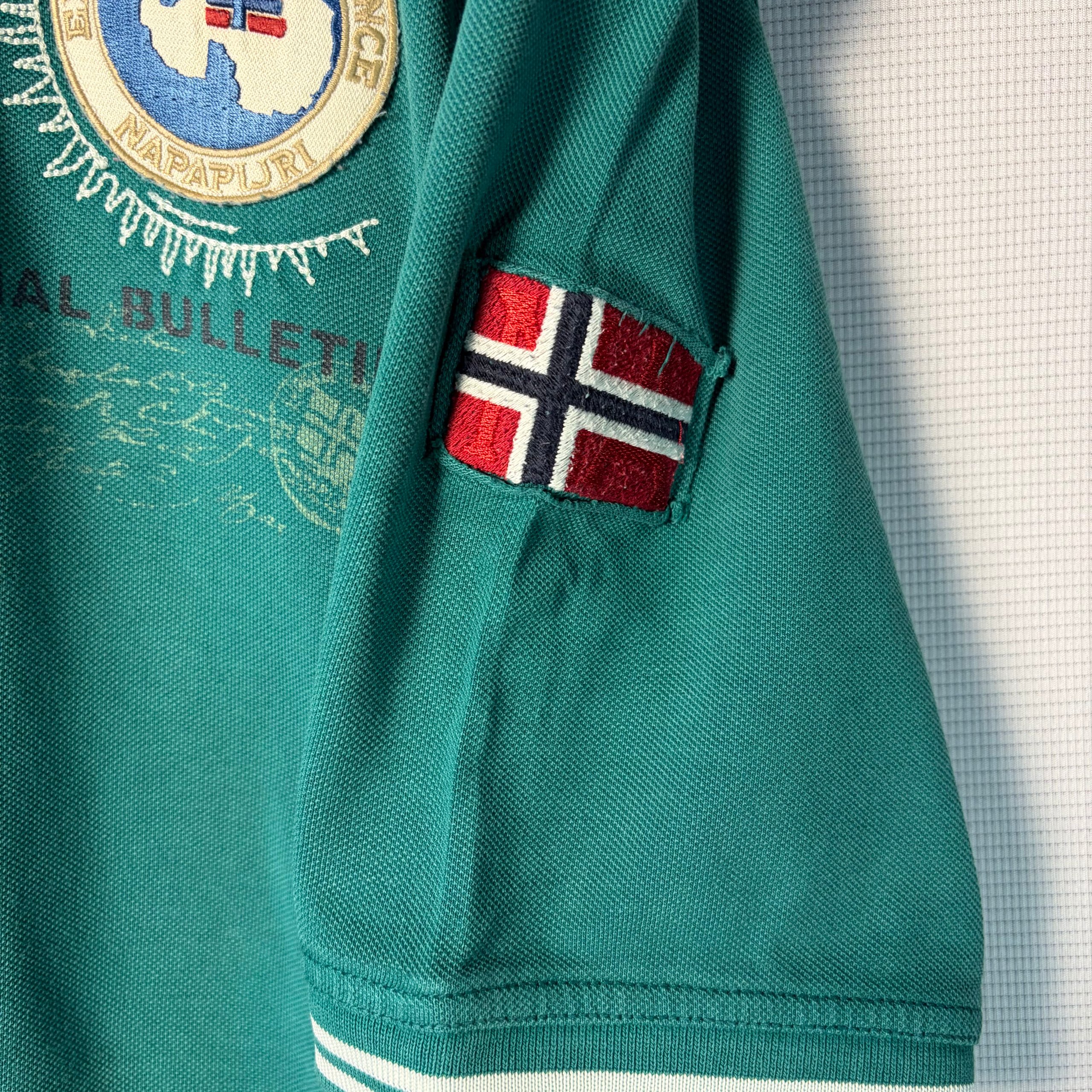 Napapijri Expedition Experience Polo Shirt Teal Green Men's XXXL Embroidered image 4