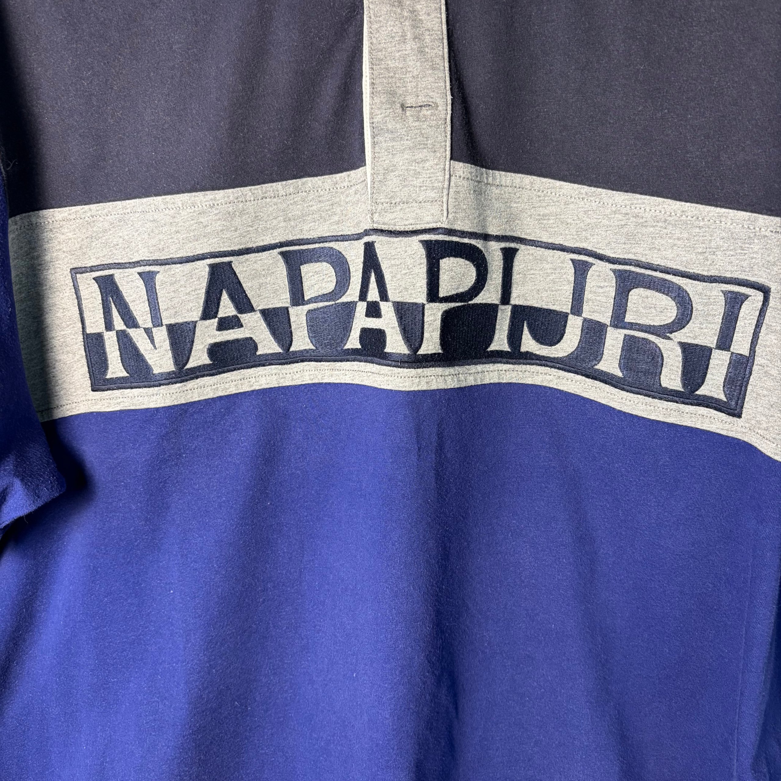 Napapijri Colourblock Polo Shirt Navy Blue Grey Men's XXXL Streetwear image 2
