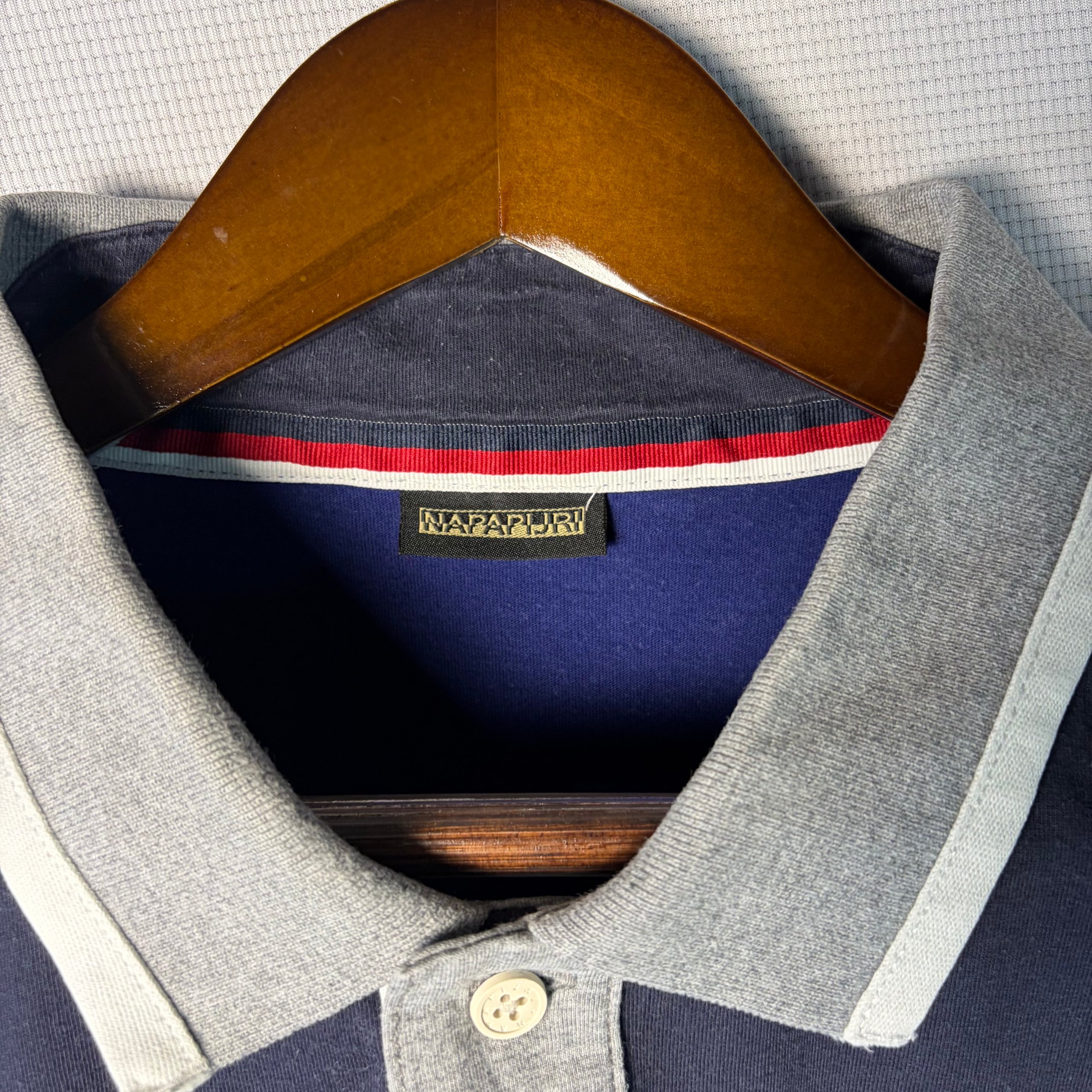 Napapijri Colourblock Polo Shirt Navy Blue Grey Men's XXXL Streetwear image 4