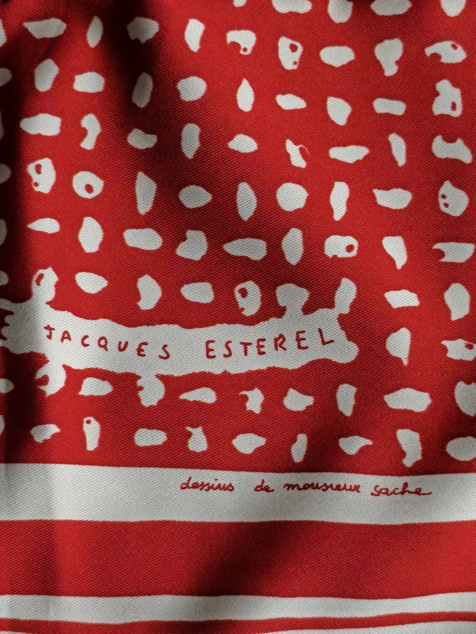Jacques Esterel Women's Red & White Silk Scarf 100% Polyester image 2