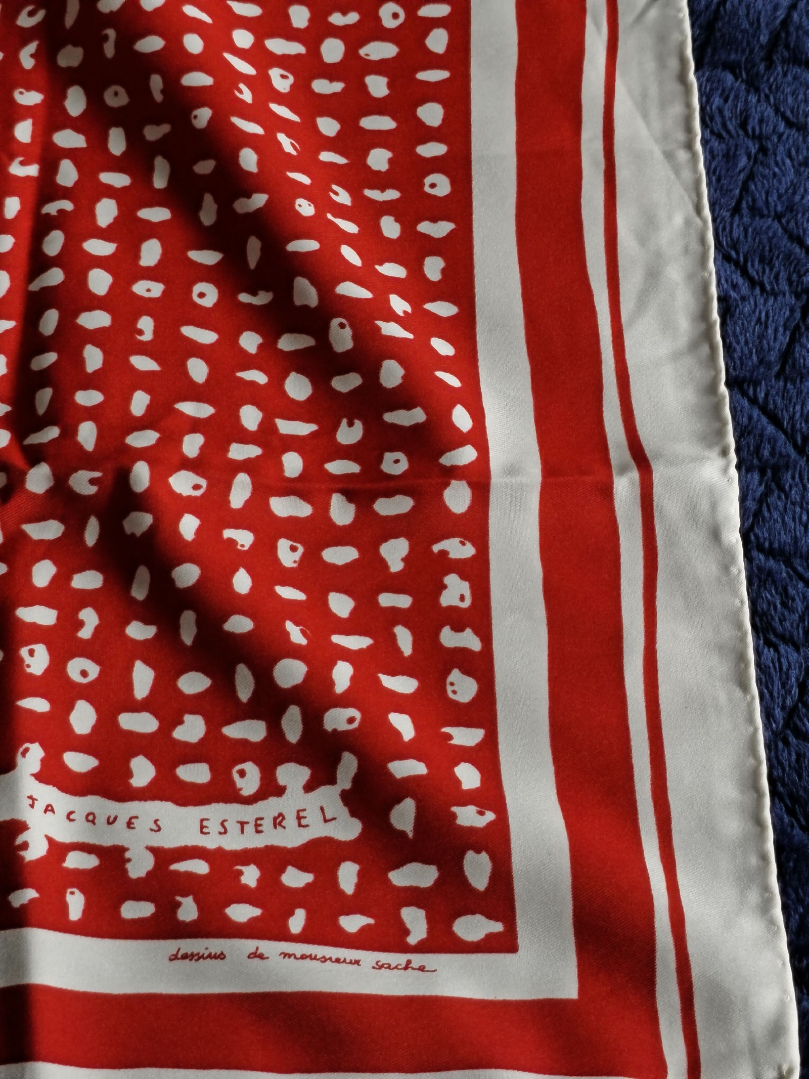 Jacques Esterel Women's Red & White Silk Scarf 100% Polyester image 5