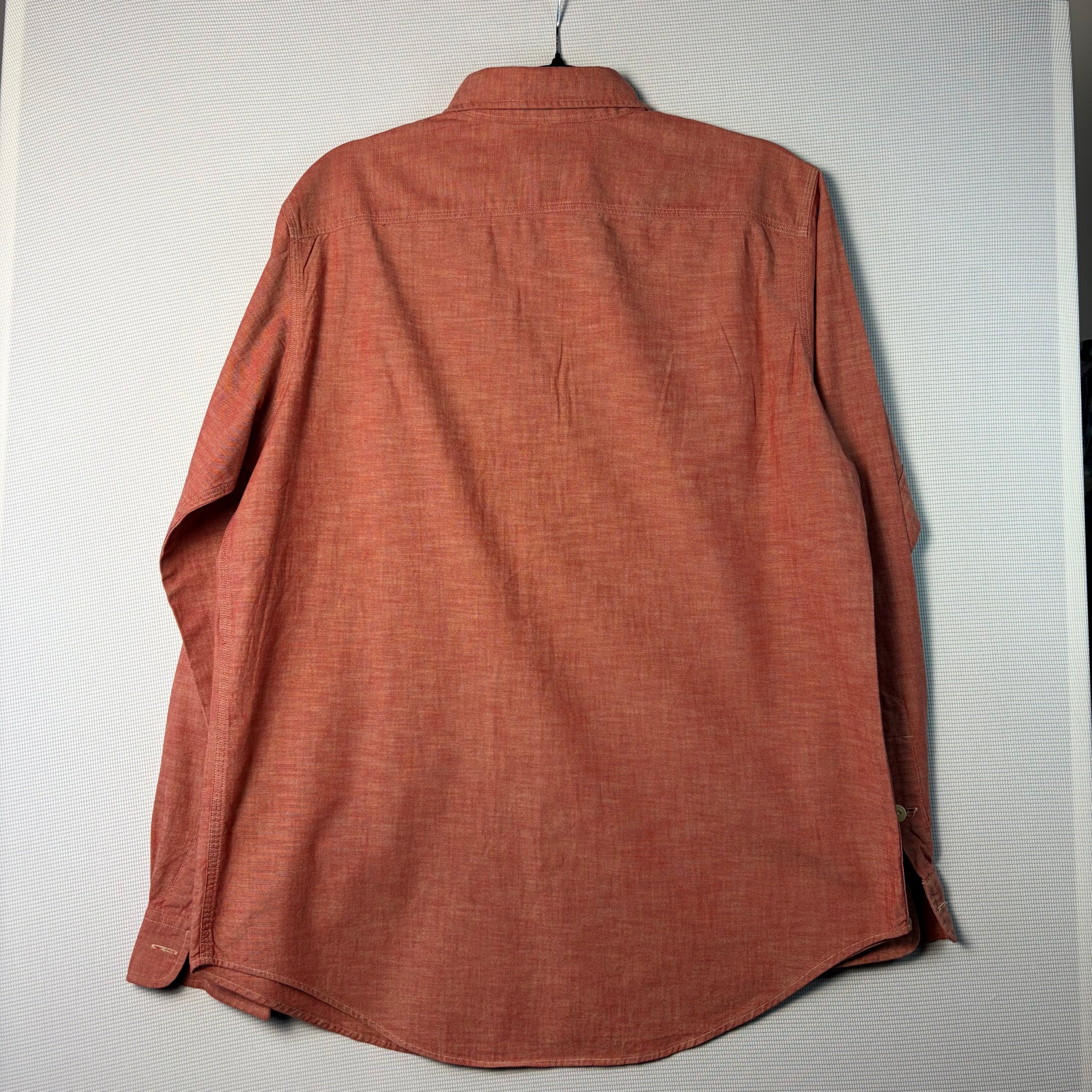 Polo Ralph Lauren Workwear Shirt Rust Red Orange Chambray Mens Size M Vintage image 8
