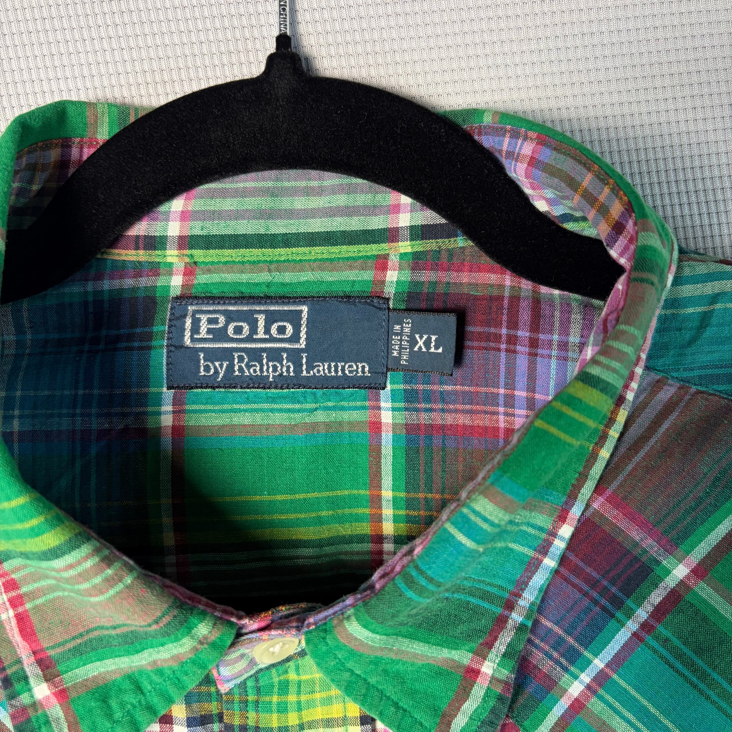 Polo Ralph Lauren Linen Western Snap Shirt Green Plaid Mens Size XL Smart Casual image 6