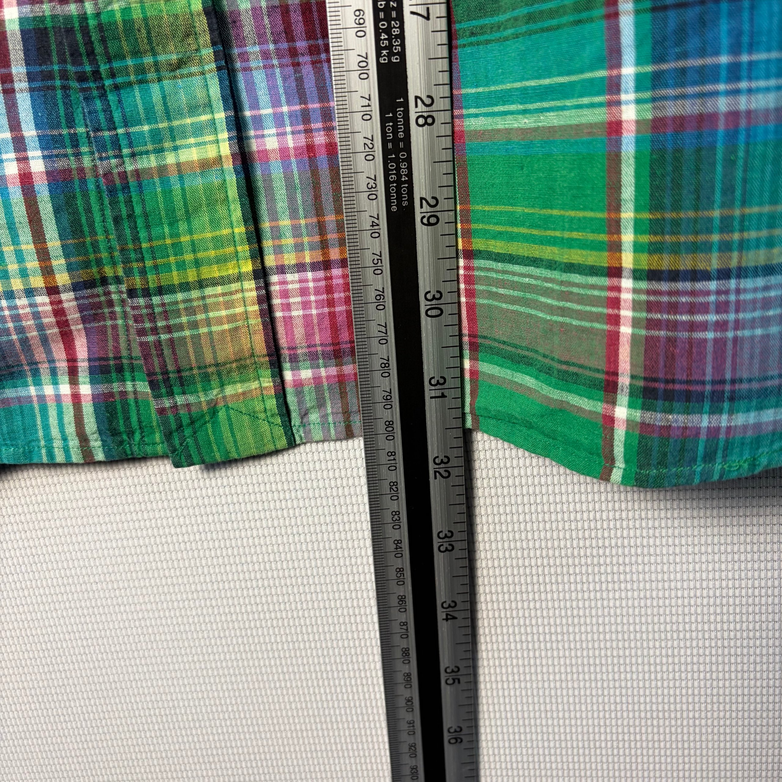 Polo Ralph Lauren Linen Western Snap Shirt Green Plaid Mens Size XL Smart Casual image 8