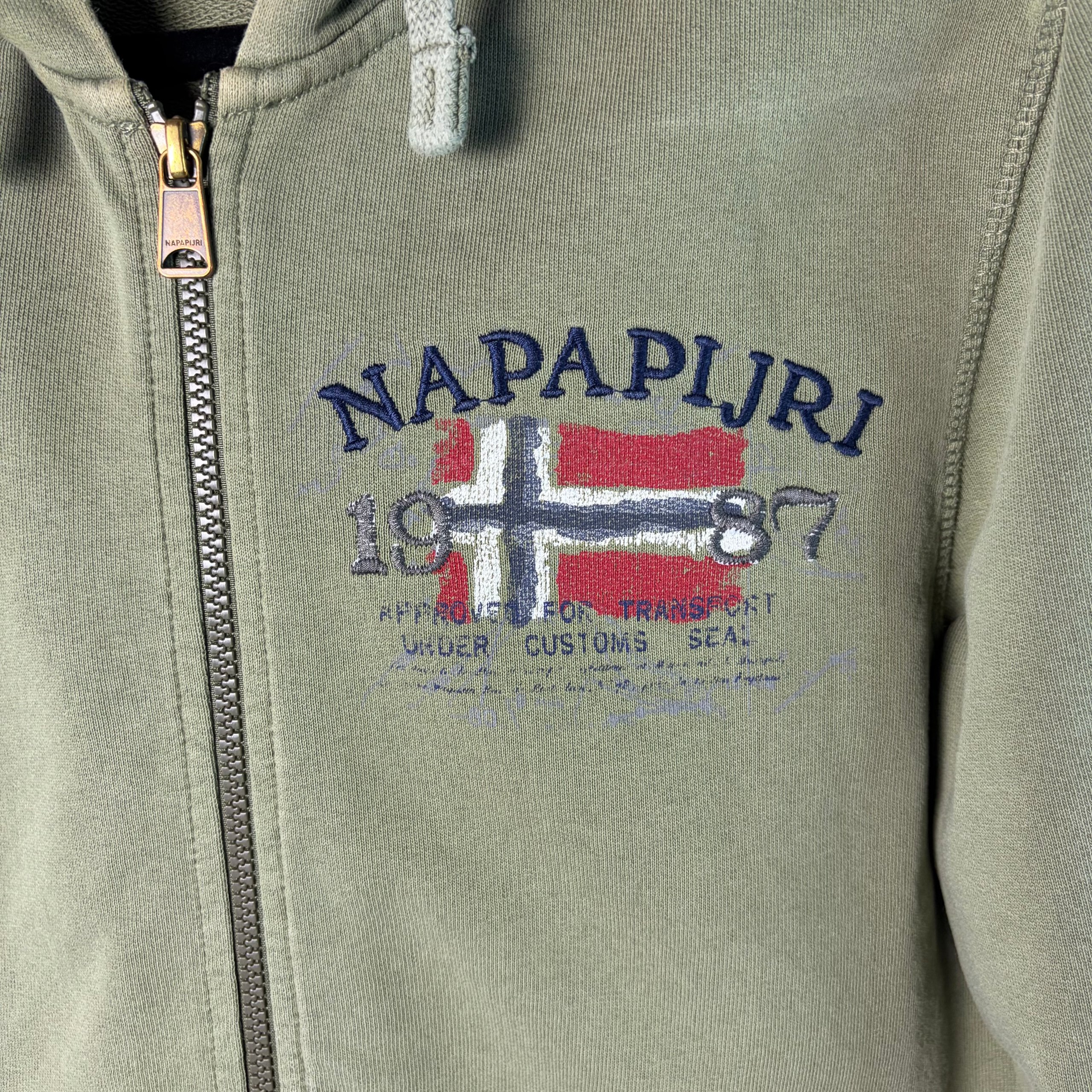 Napapijri Olive Green Women's Zip Up Hoodie Medium image 2
