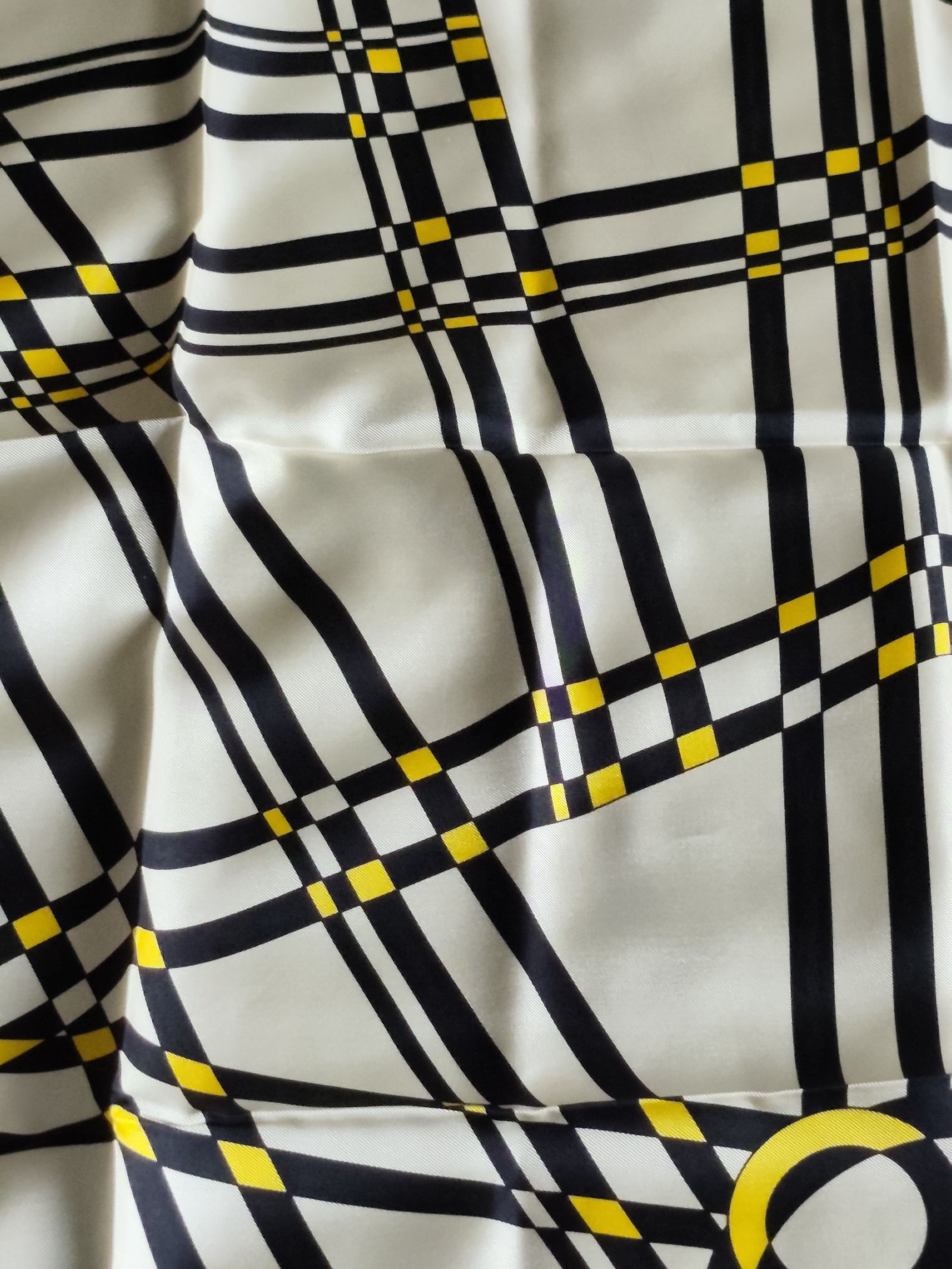 Women's Black, White & Yellow Floral Square Silk Scarf Other image 7