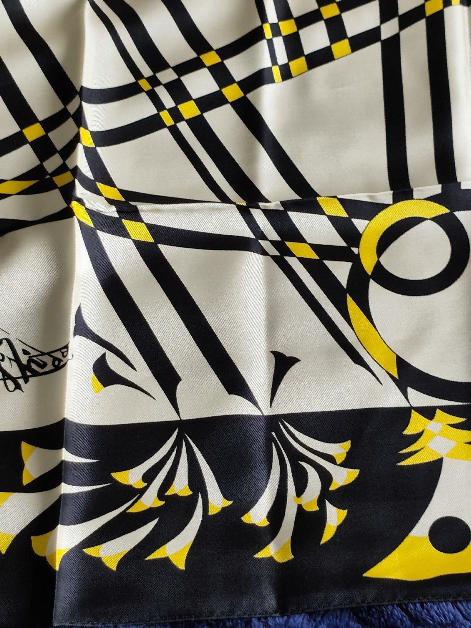 Women's Black, White & Yellow Floral Square Silk Scarf Other image 9