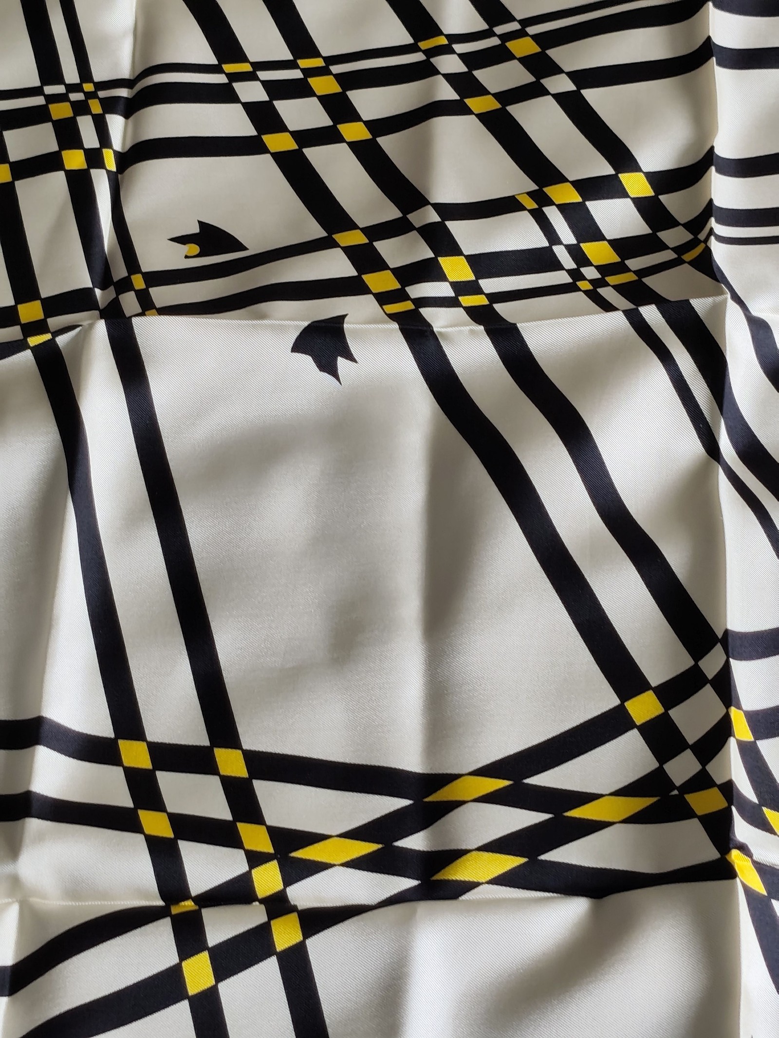Women's Black, White & Yellow Floral Square Silk Scarf Other image 10