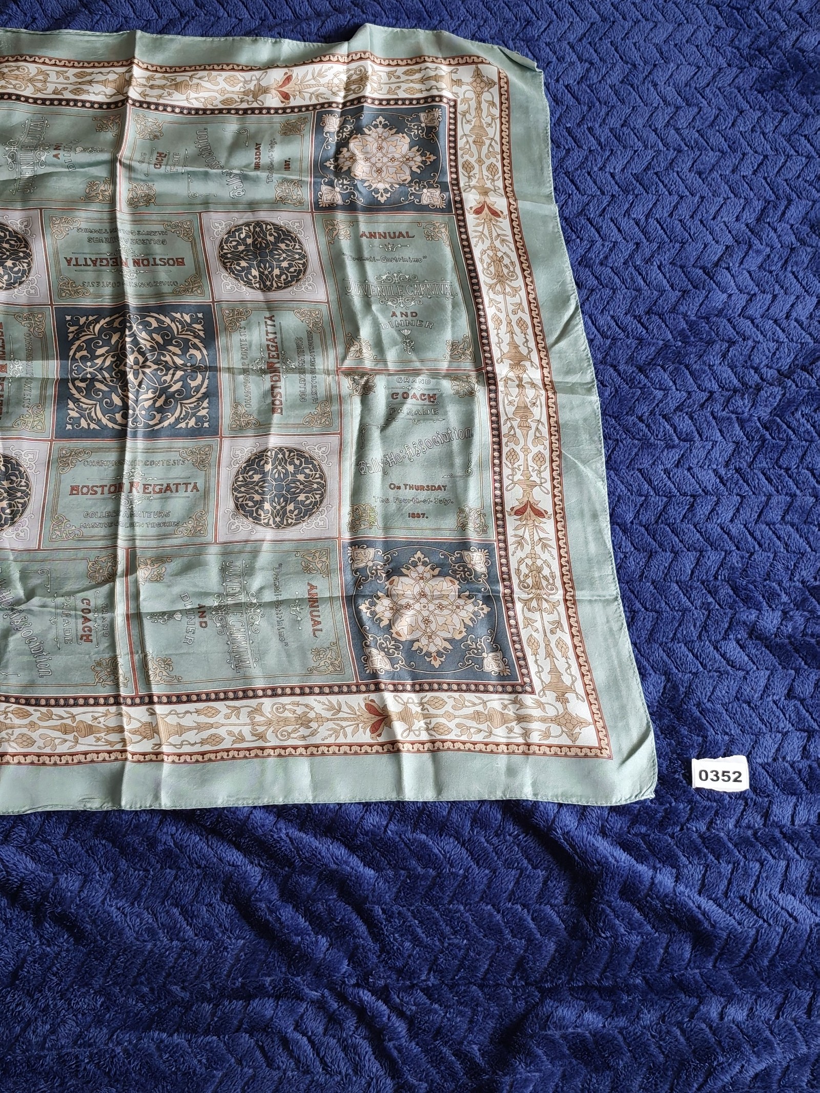 Coach Women's Green & Navy Boston Regatta Silk Scarf One Size image 2