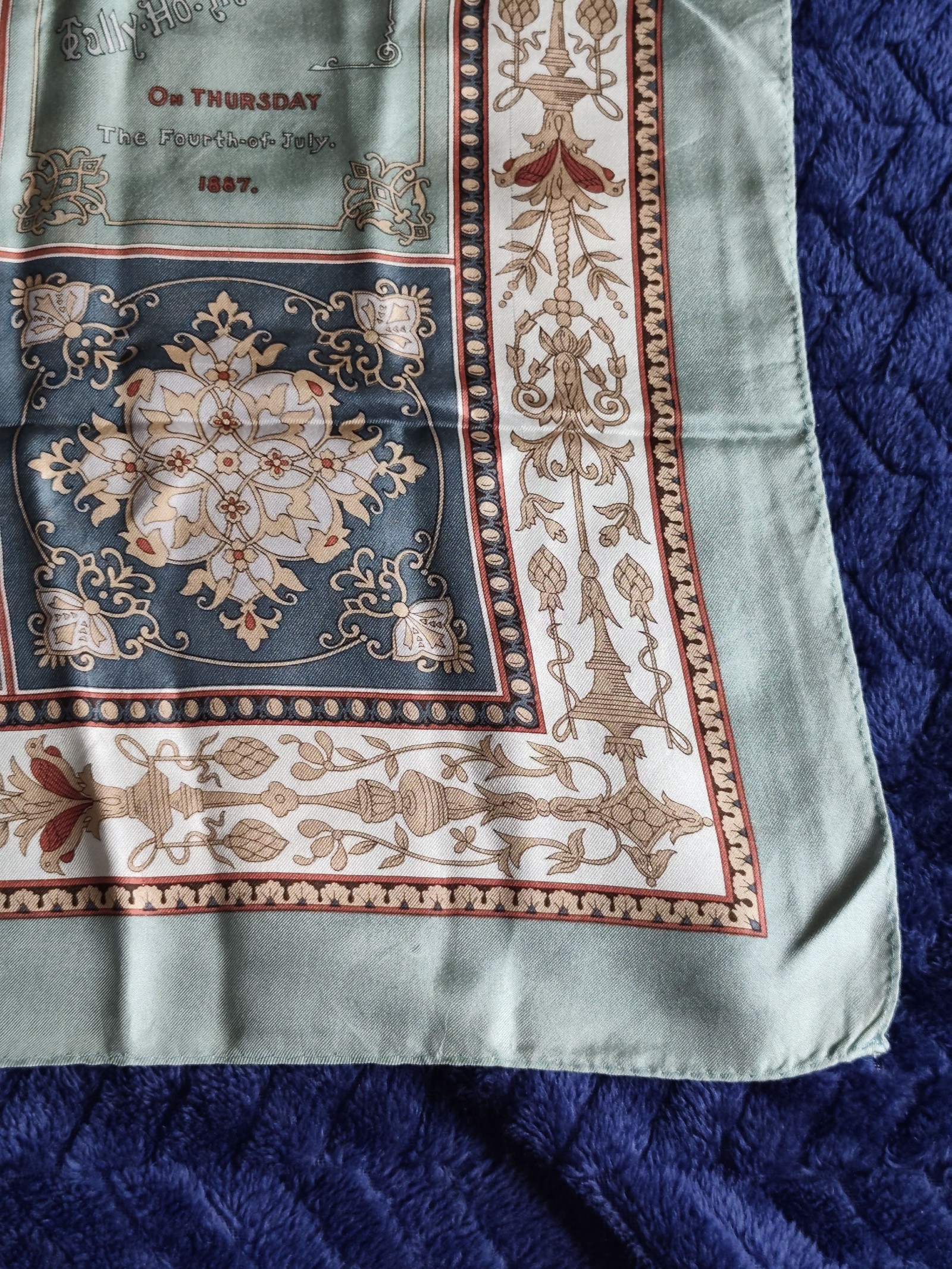 Coach Women's Green & Navy Boston Regatta Silk Scarf One Size image 3