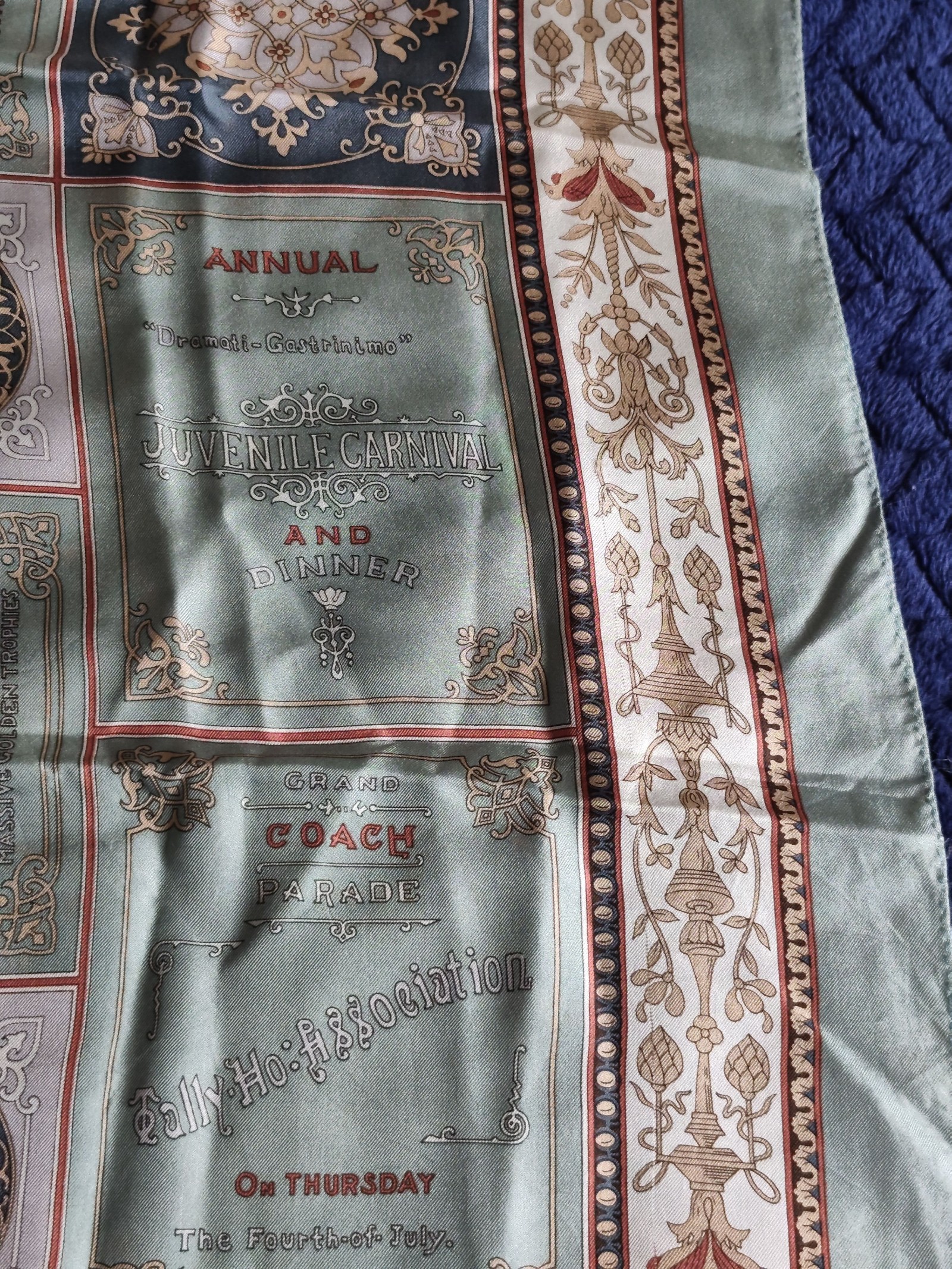 Coach Women's Green & Navy Boston Regatta Silk Scarf One Size image 4