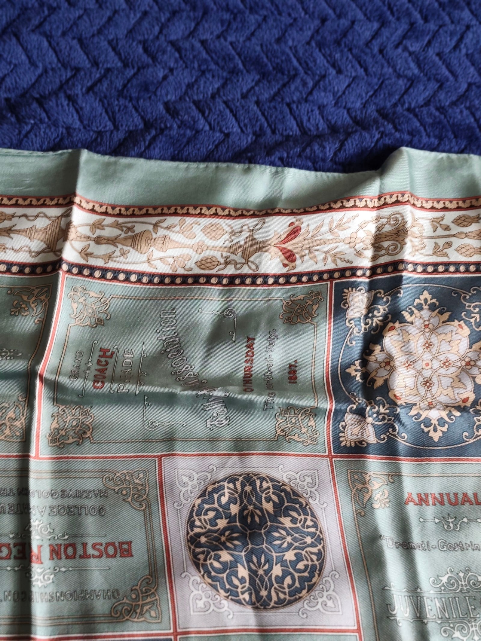 Coach Women's Green & Navy Boston Regatta Silk Scarf One Size image 6