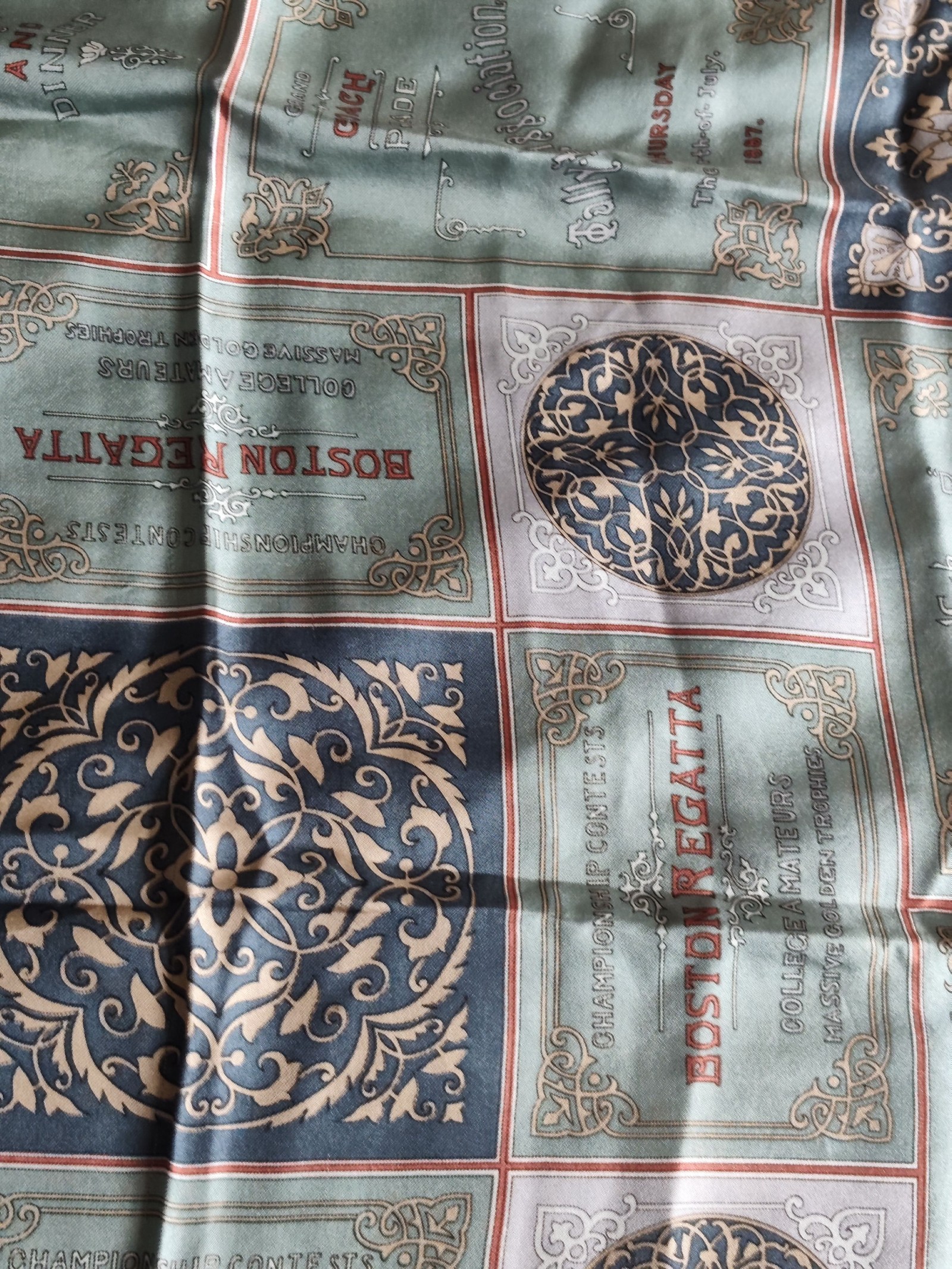 Coach Women's Green & Navy Boston Regatta Silk Scarf One Size image 7