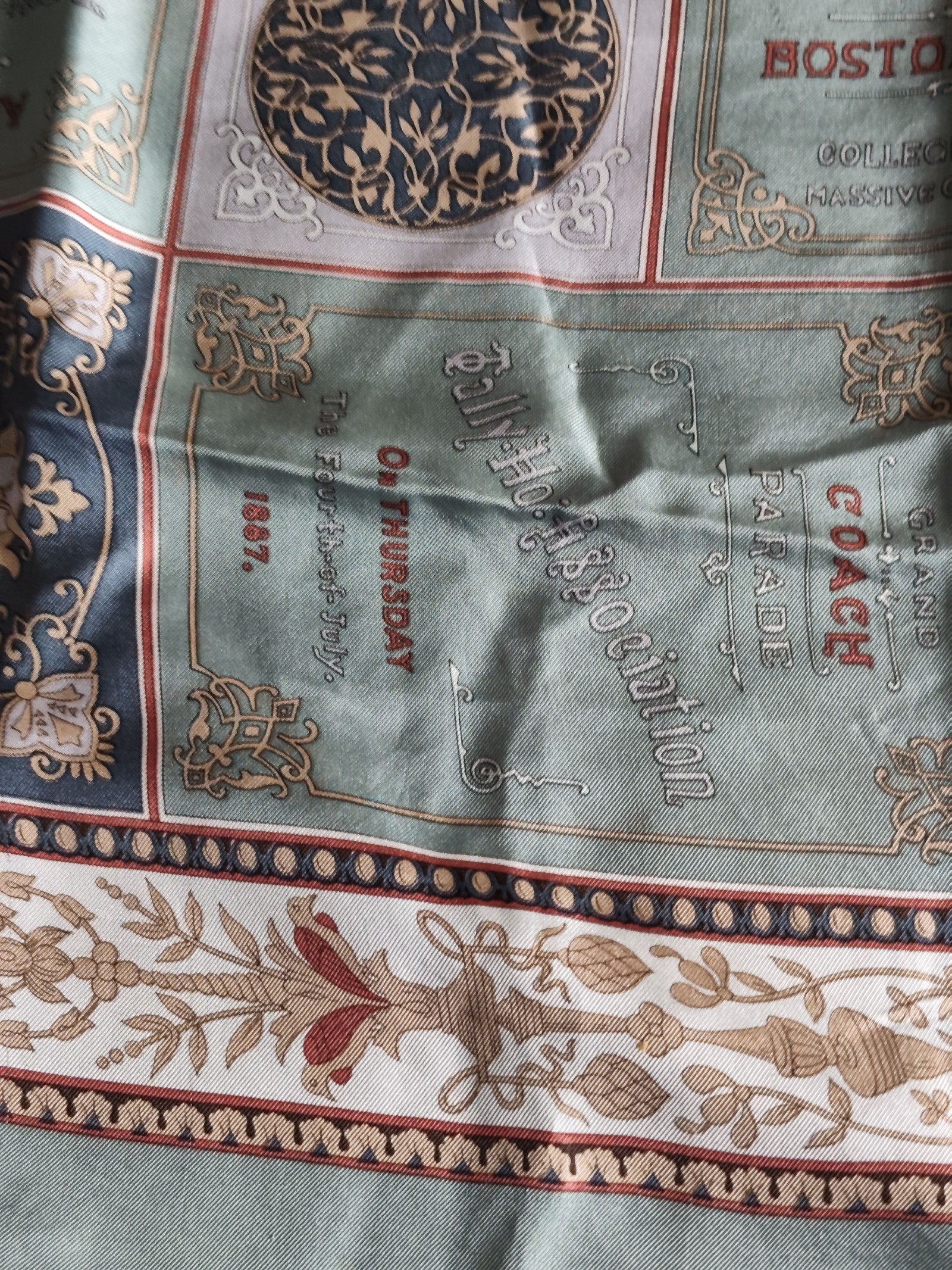 Coach Women's Green & Navy Boston Regatta Silk Scarf One Size image 10
