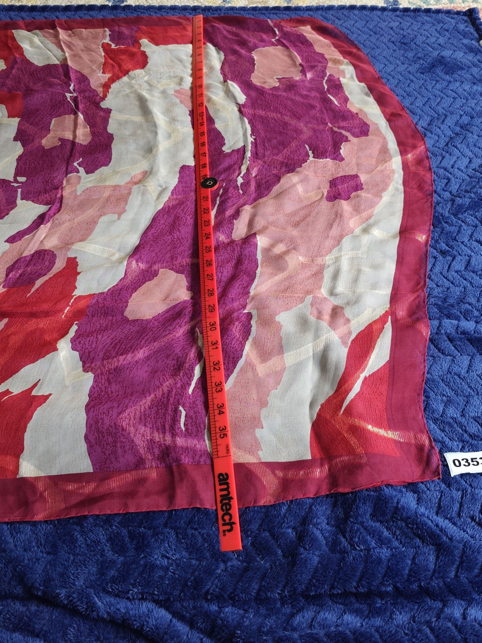 Angelo Tarlazzi Red & Pink Abstract 100% Cotton Scarf One Size 35 in Square image 3