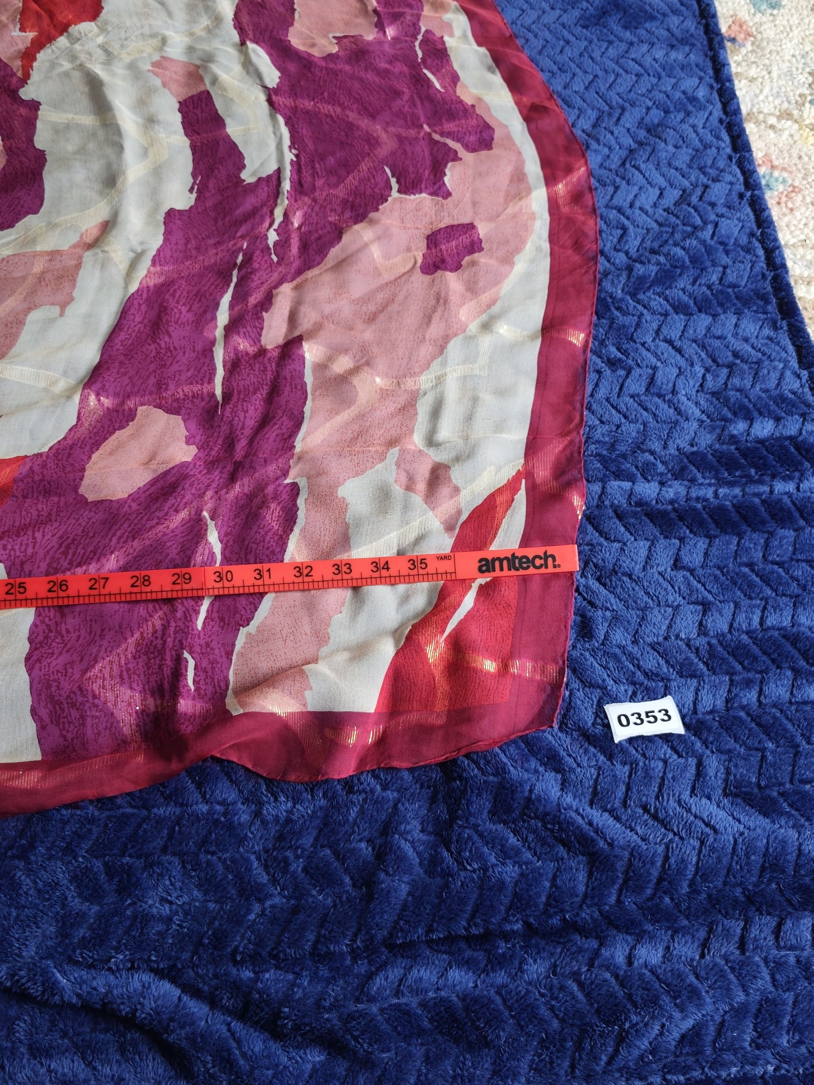 Angelo Tarlazzi Red & Pink Abstract 100% Cotton Scarf One Size 35 in Square image 4