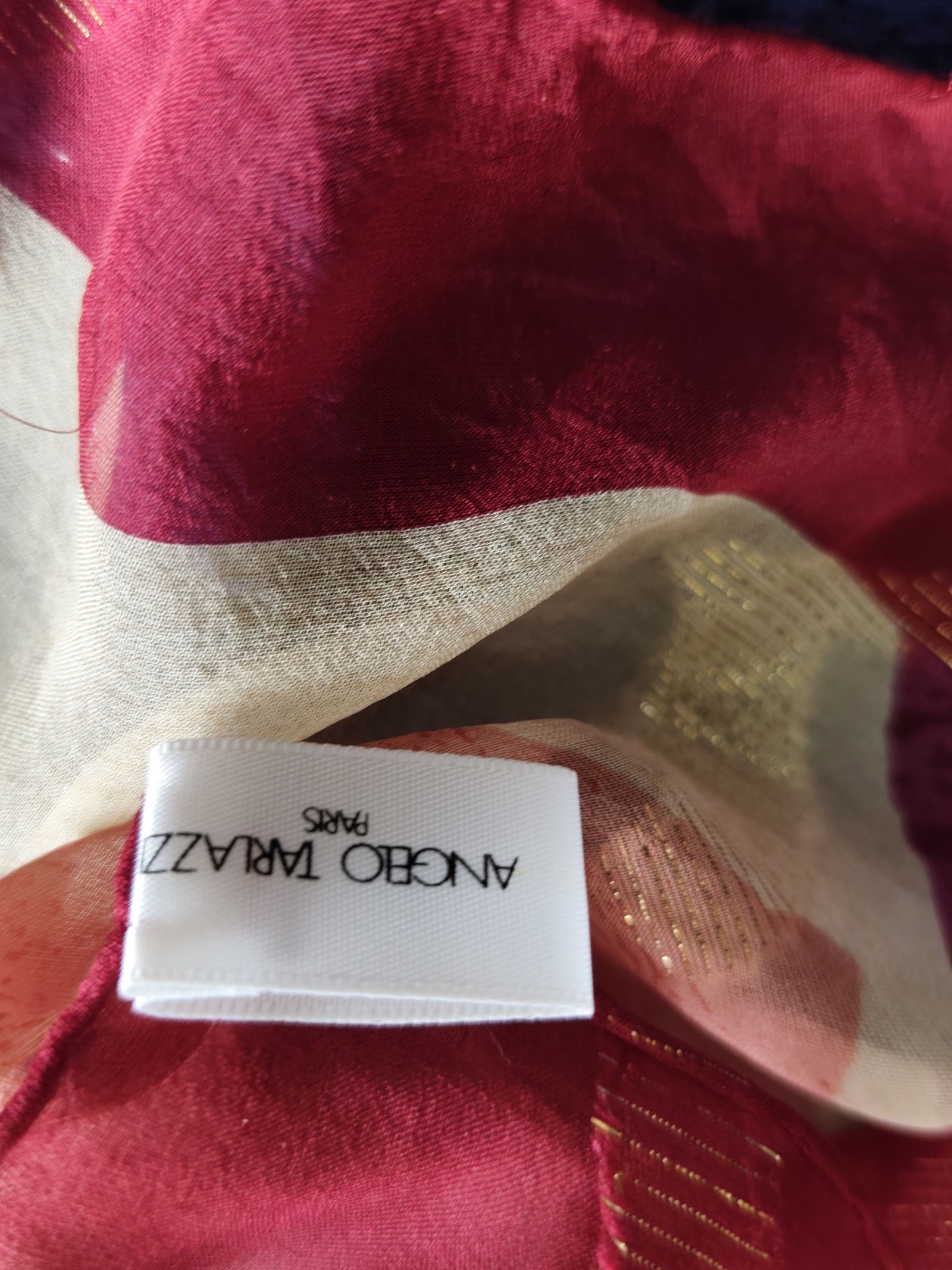 Angelo Tarlazzi Red & Pink Abstract 100% Cotton Scarf One Size 35 in Square image 6