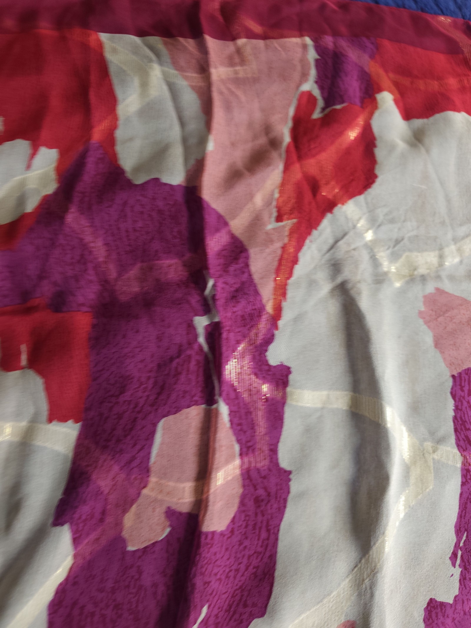 Angelo Tarlazzi Red & Pink Abstract 100% Cotton Scarf One Size 35 in Square image 8