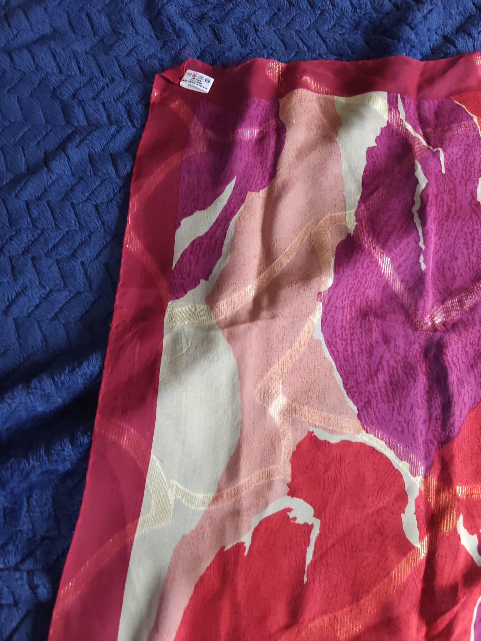 Angelo Tarlazzi Red & Pink Abstract 100% Cotton Scarf One Size 35 in Square image 10