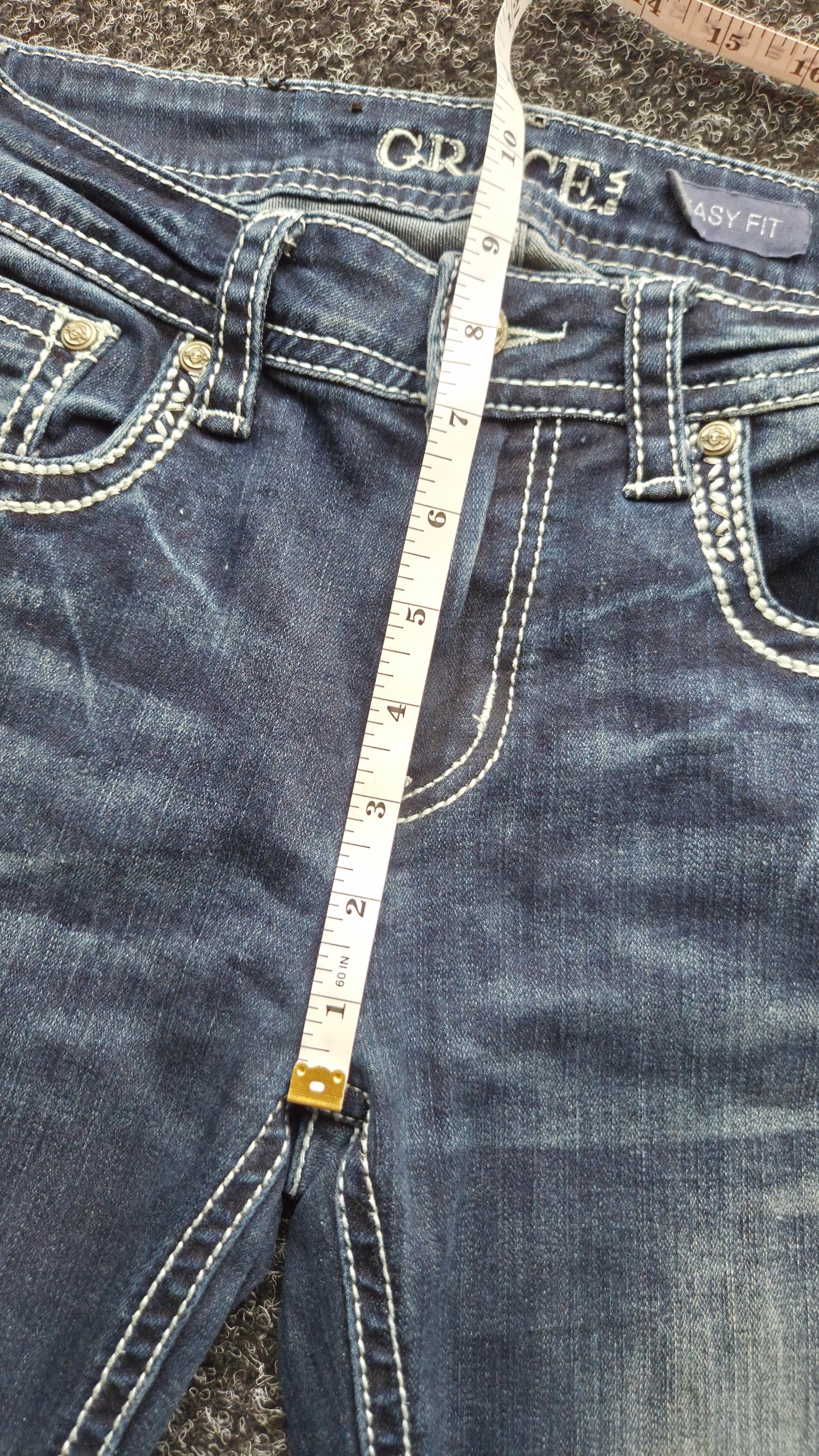 Grace in LA Easy Fit Y2K Fleur De Lis Snake Print Bootcut Jeans Women 26 / UK 6-8 image 7